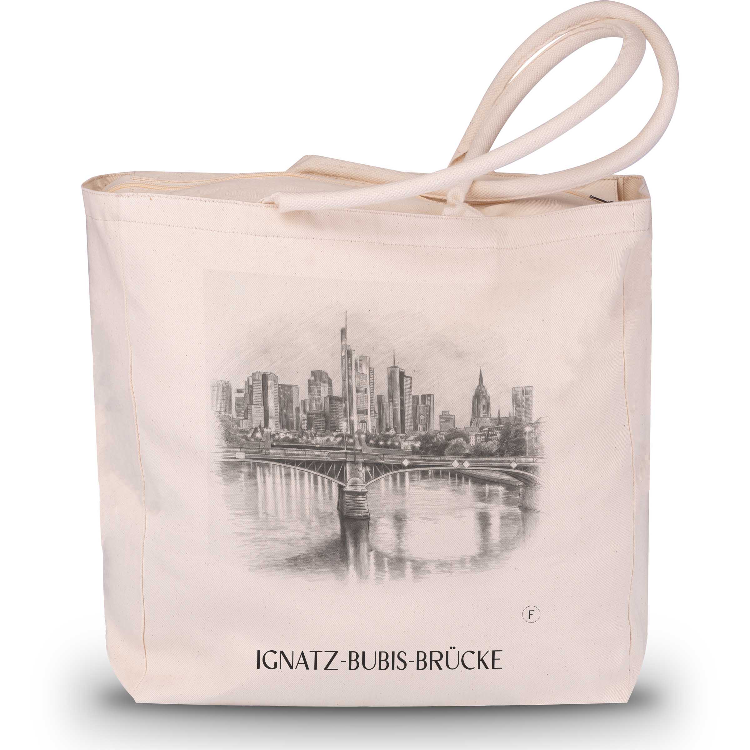 ignatz-bubis-brücke-frankfurt-deutschland-einkaufstasche-bleistift-zeichnung-drawing