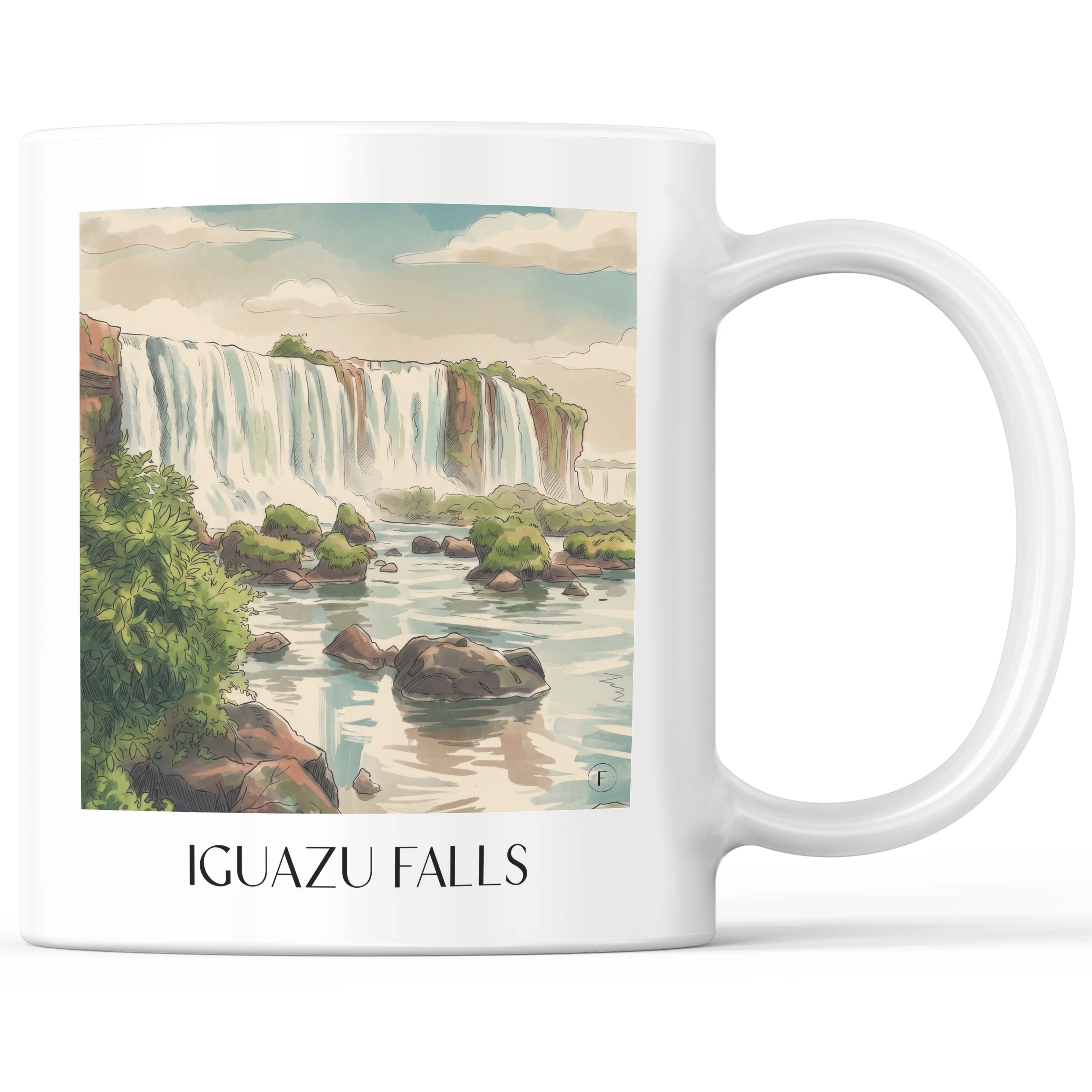 Iguazú Wasserfälle Becher - Kaffeetasse im Aquarell Stil - favplace