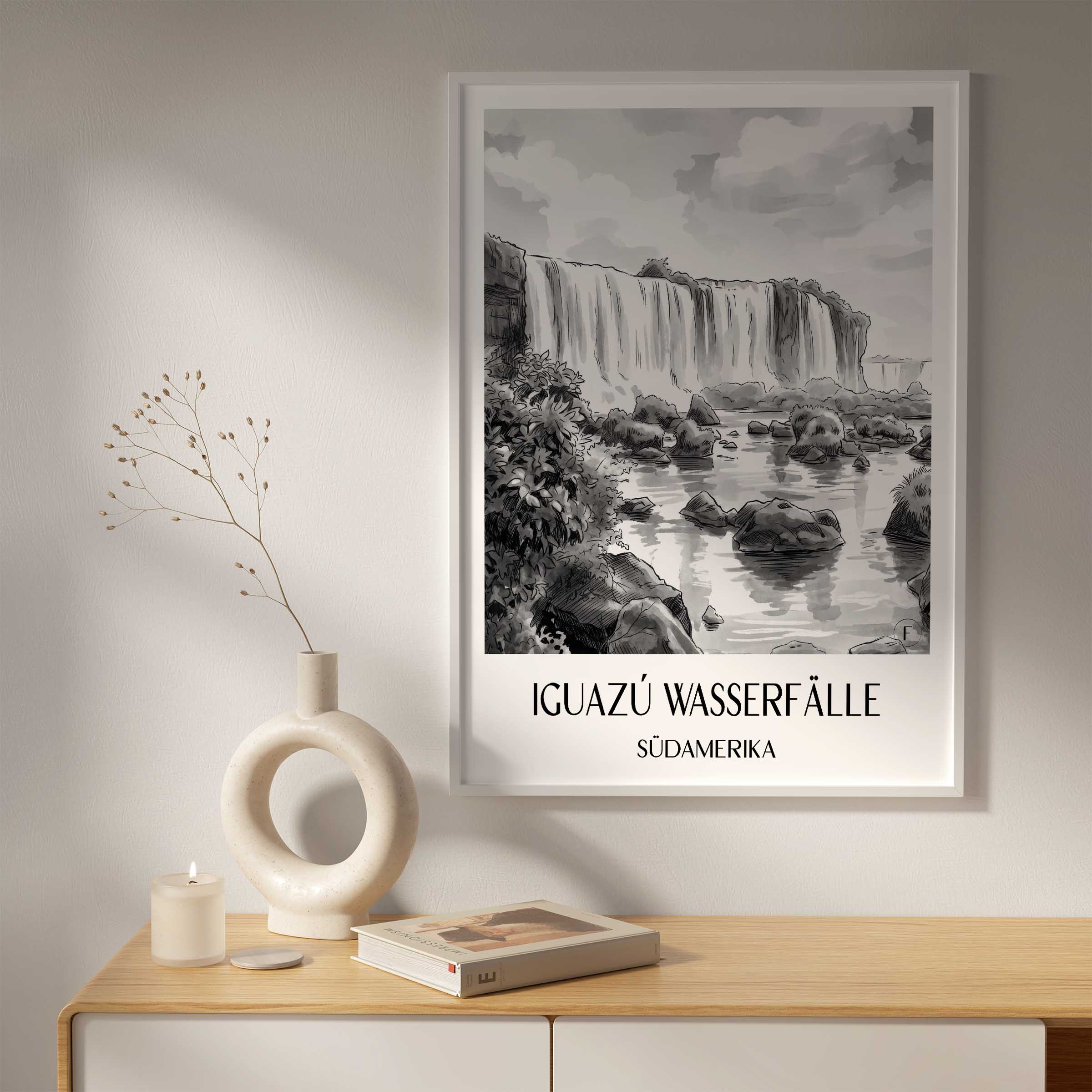 iguazú-wasserfälle-südamerika-poster-aquarell-schwarz-weiss