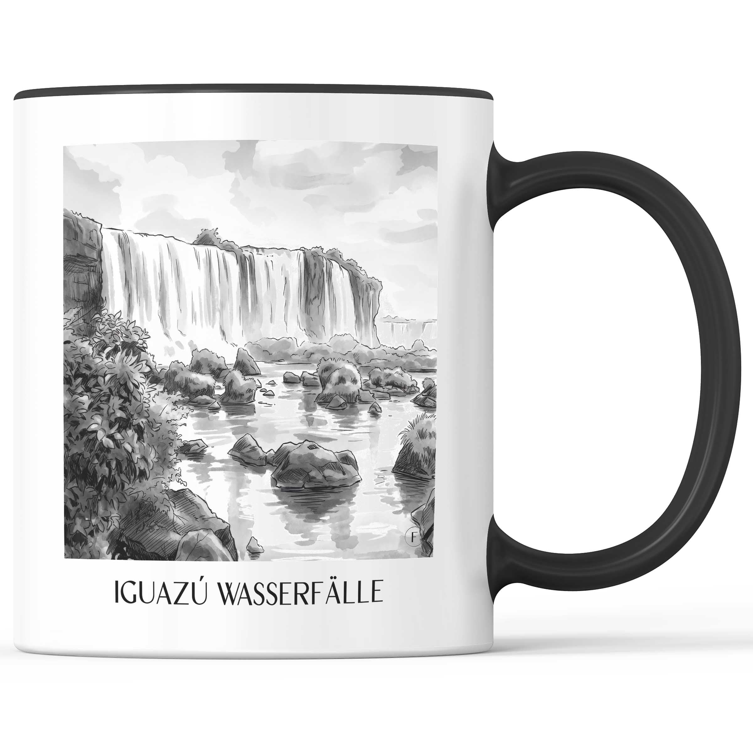 iguazú-wasserfälle-südamerika-kaffeebecher-aquarell-schwarz-weiss