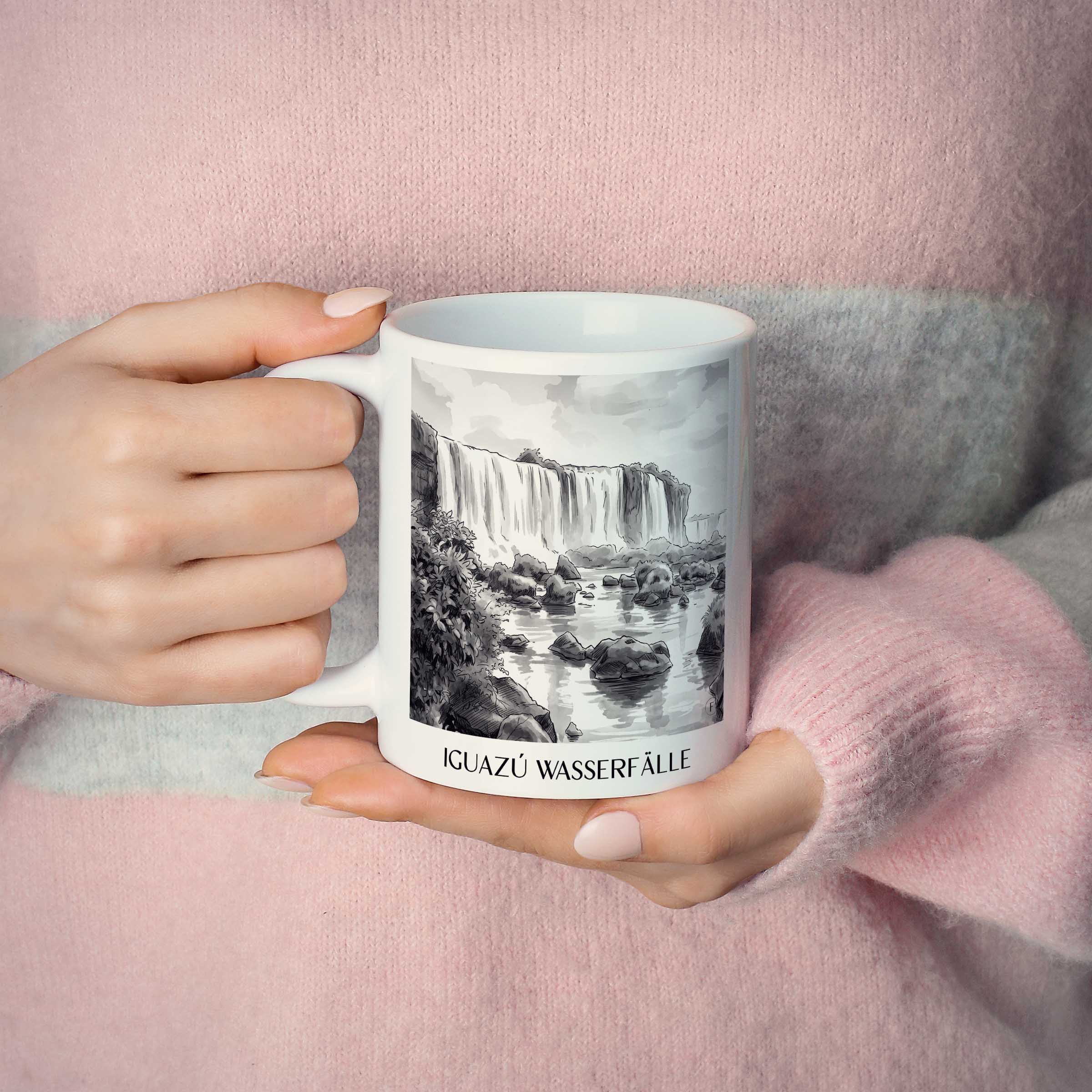 iguazú-wasserfälle-südamerika-kaffeebecher-aquarell-schwarz-weiss