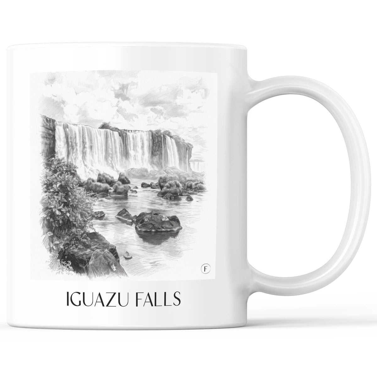 Iguazú Wasserfälle - Südamerika Becher - Kaffeetasse im Zeichnung Stil - favplace