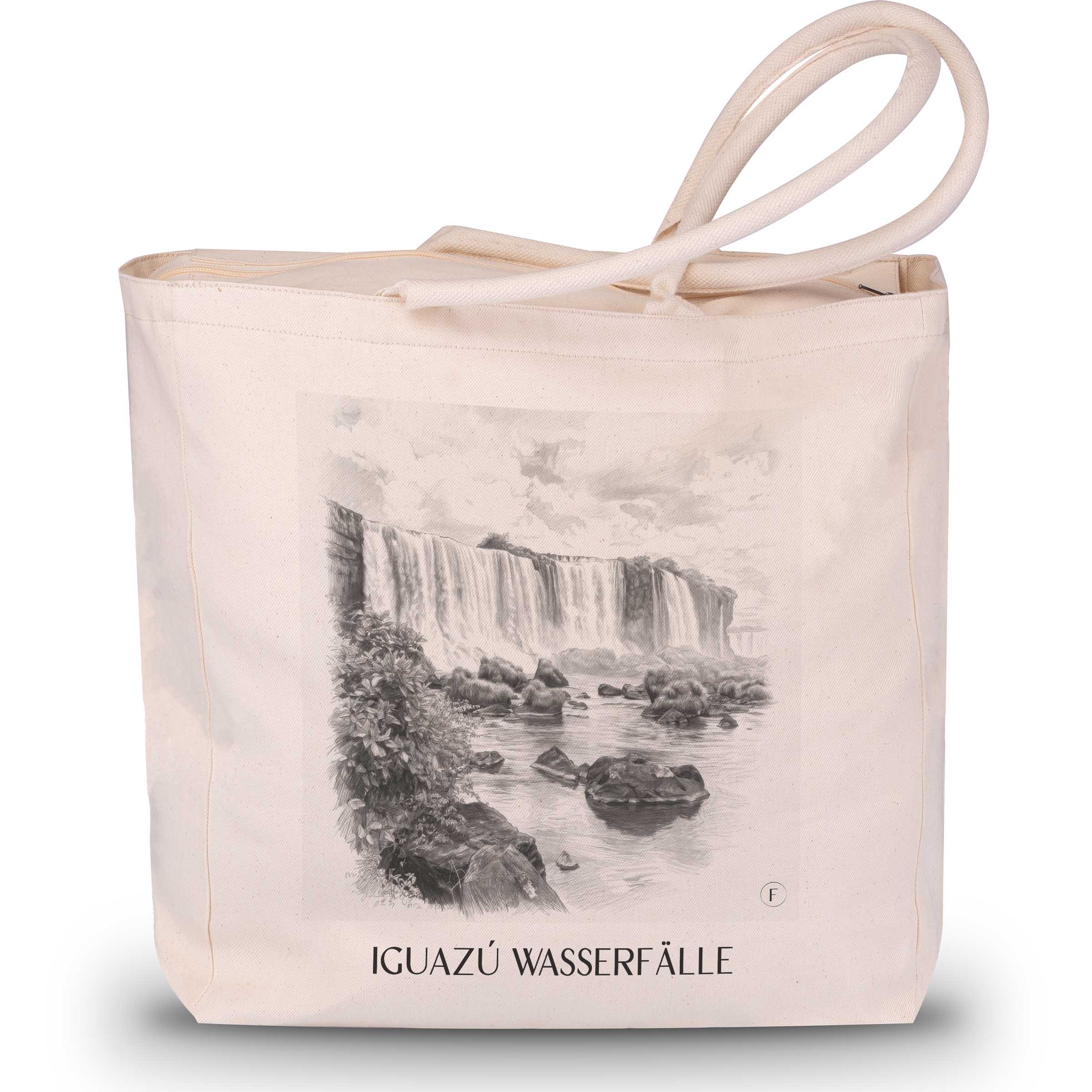 iguazú-wasserfälle-südamerika-einkaufstasche-bleistift-zeichnung-drawing