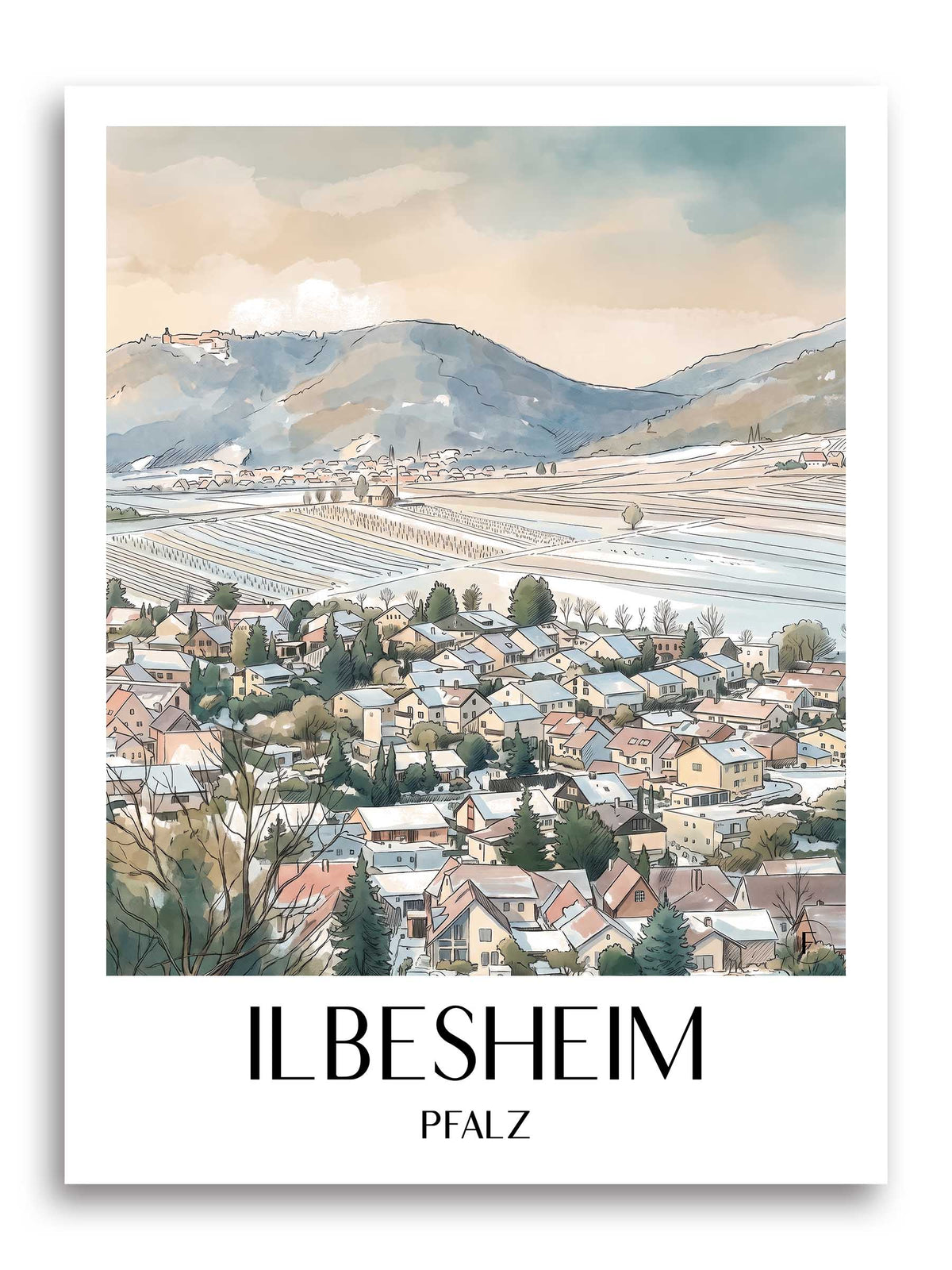 ilbesheim-pfalz-deutschland-poster-aquarell