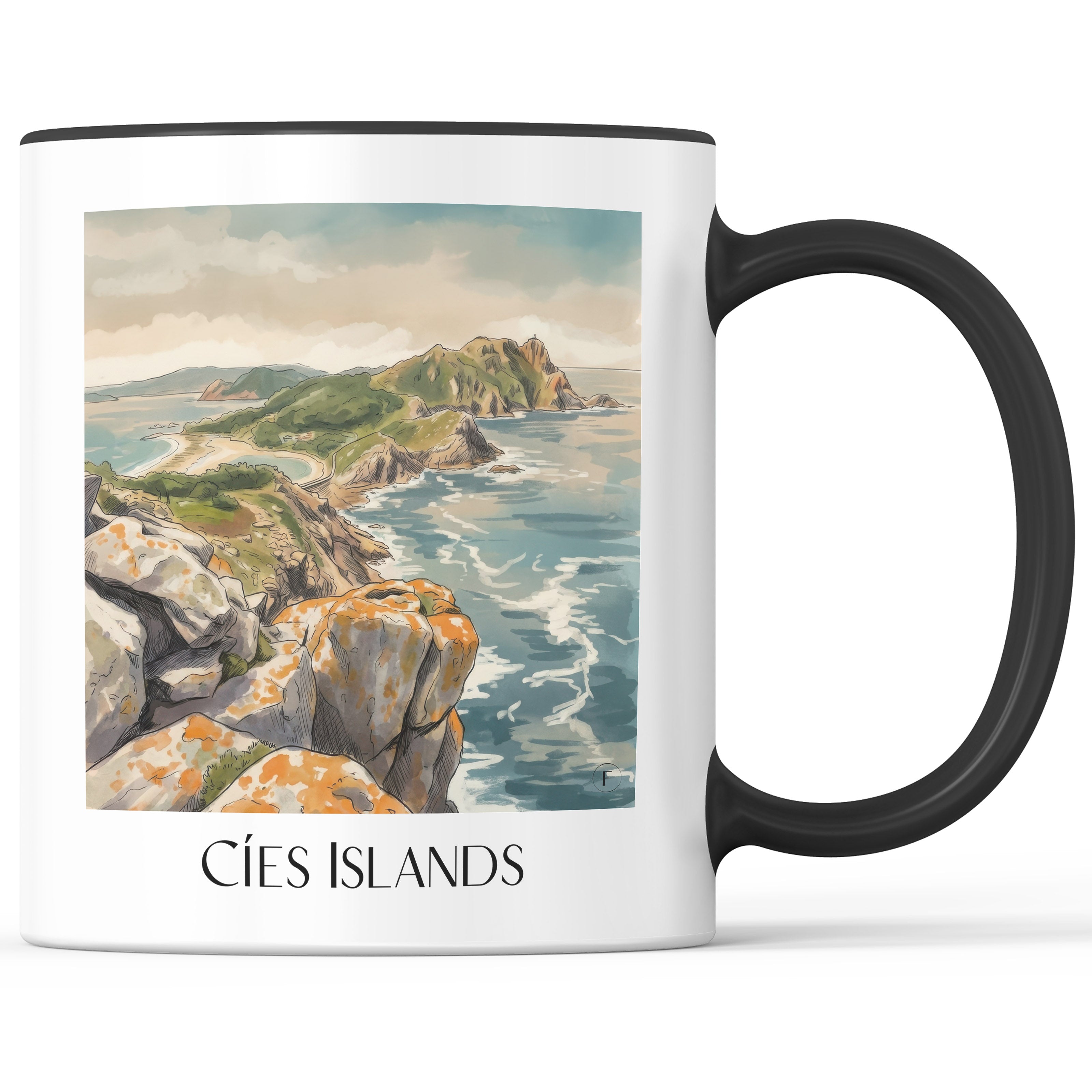 Illas Cíes Kaffeebecher - Spanien - Spanien Becher - Kaffeetasse im Aquarell Stil - favplace