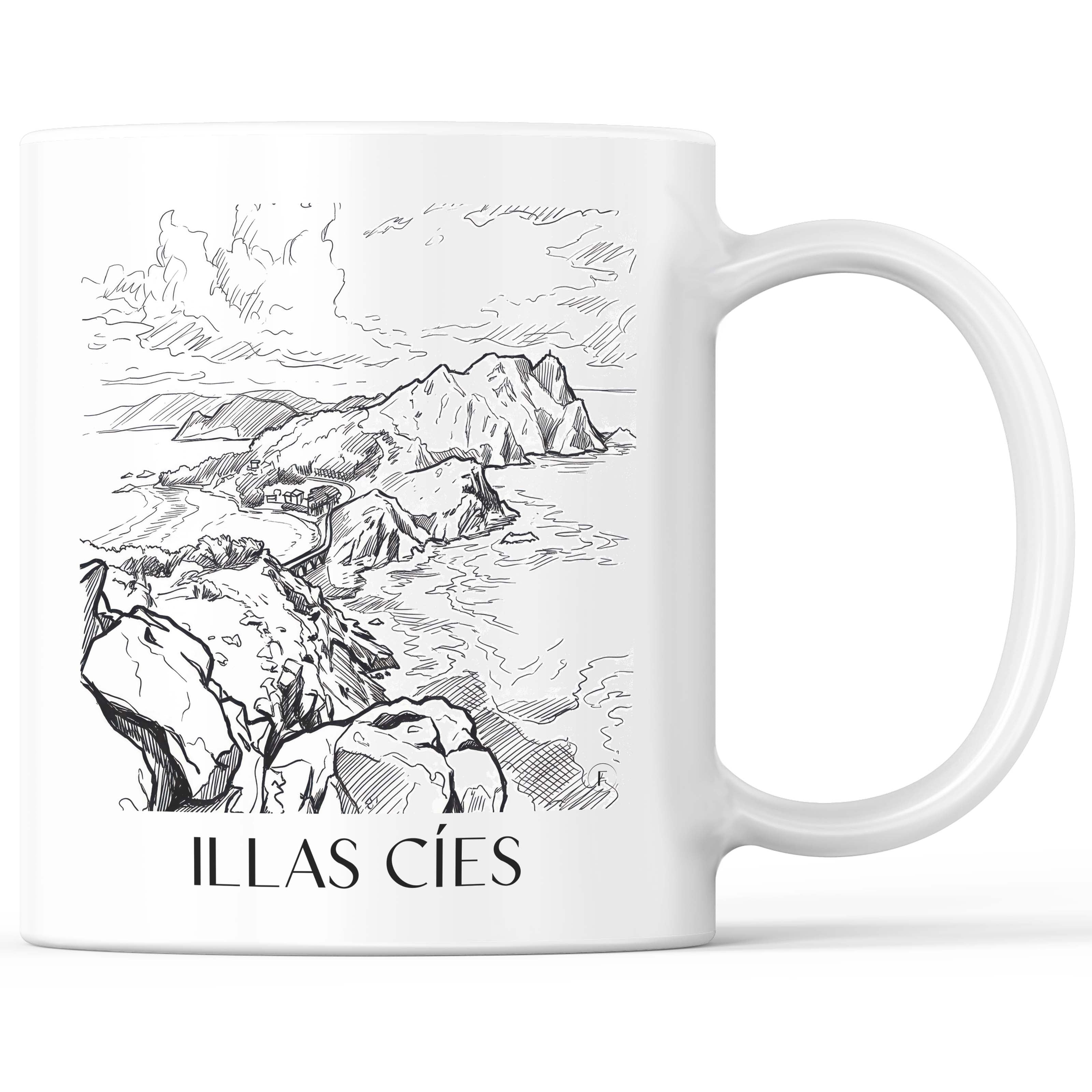 Illas Cíes Kaffeebecher - Spanien - Spanien Becher - Kaffeetasse im Skizze Stil - favplace