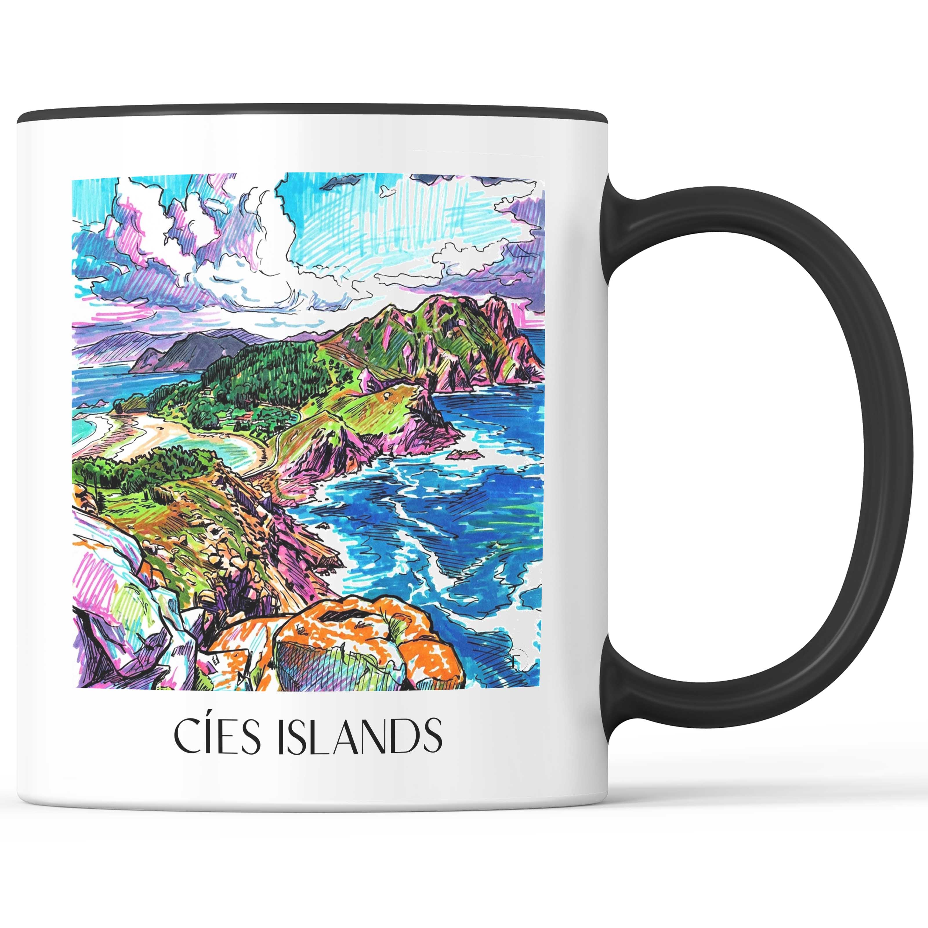 Illas Cíes Kaffeebecher - Spanien - Spanien Becher - Kaffeetasse im Tag Graffiti Stil - favplace