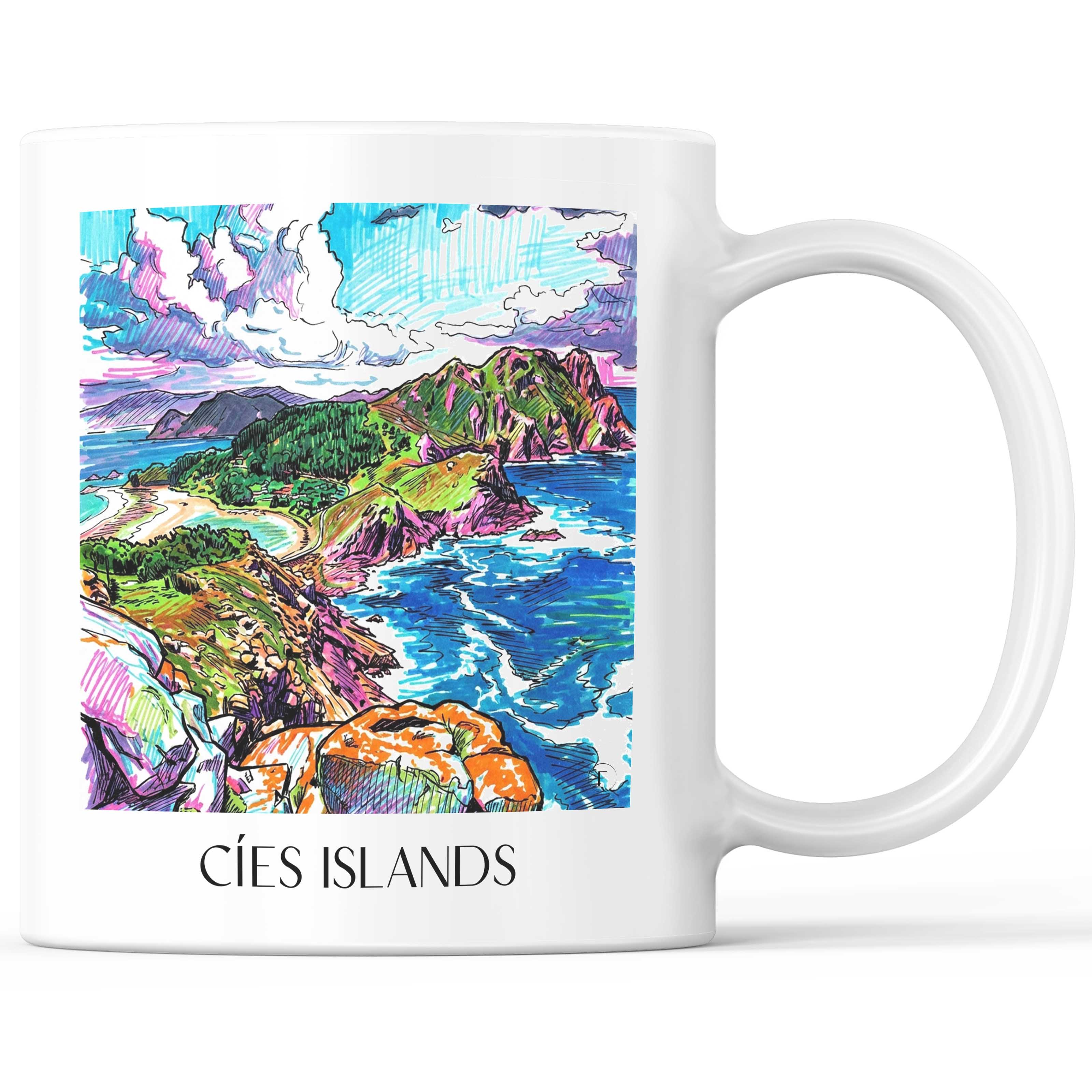 Illas Cíes Kaffeebecher - Spanien - Spanien Becher - Kaffeetasse im Tag Graffiti Stil - favplace