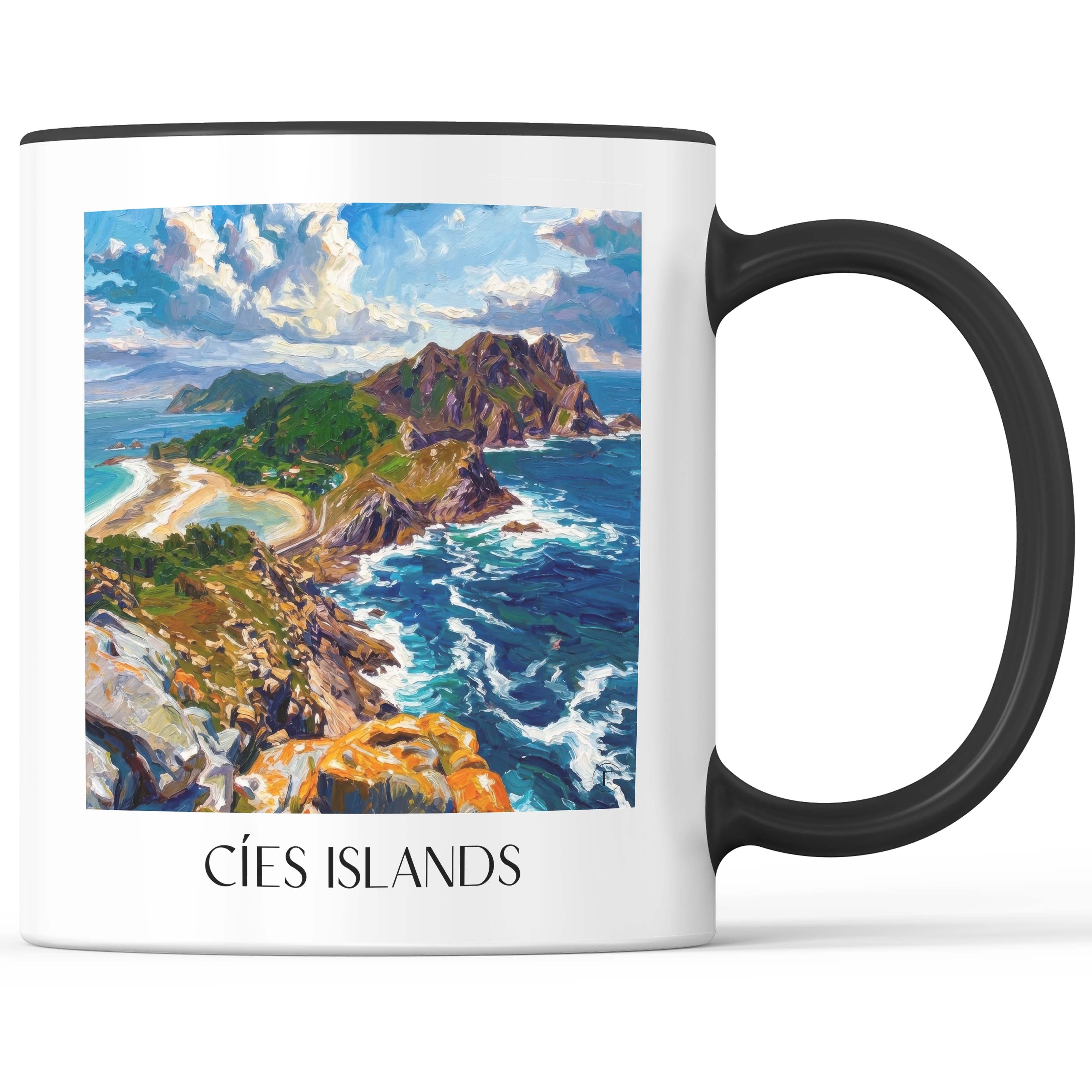 Illas Cíes Kaffeebecher - Spanien - Spanien Becher - Kaffeetasse im Ölgemälde Stil - favplace