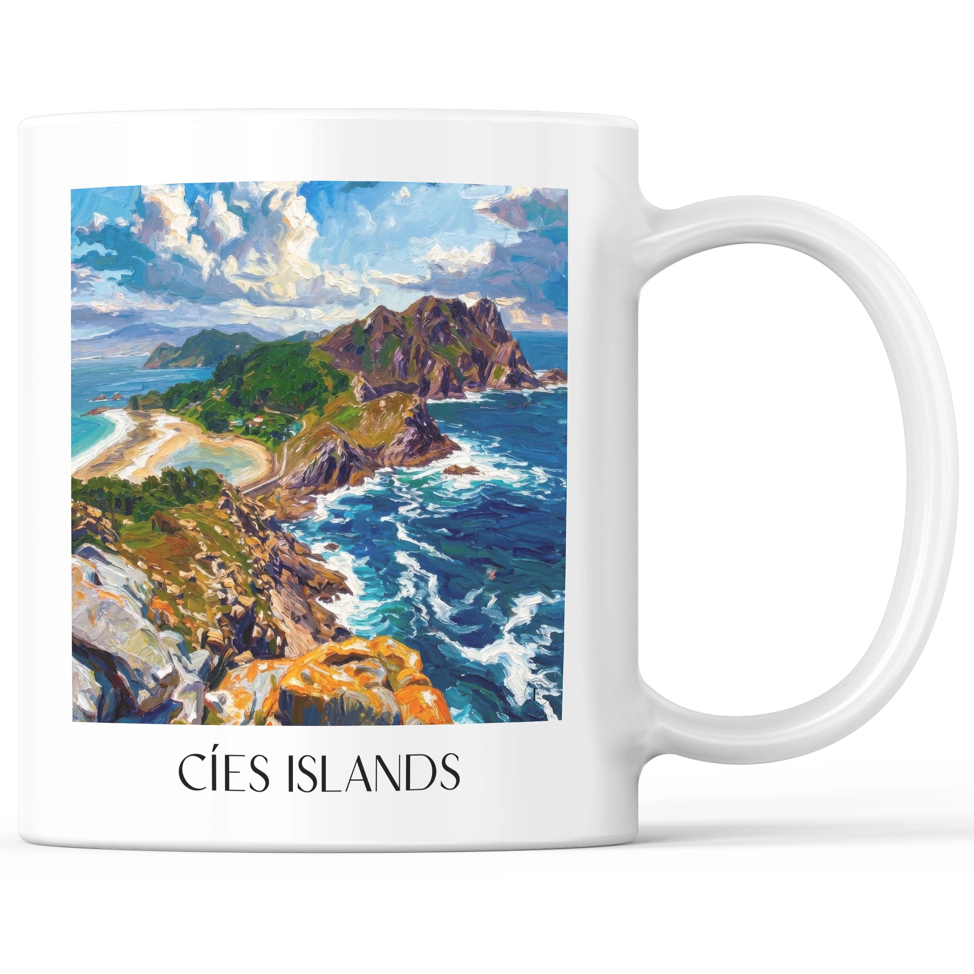 Illas Cíes Kaffeebecher - Spanien - Spanien Becher - Kaffeetasse im Ölgemälde Stil - favplace