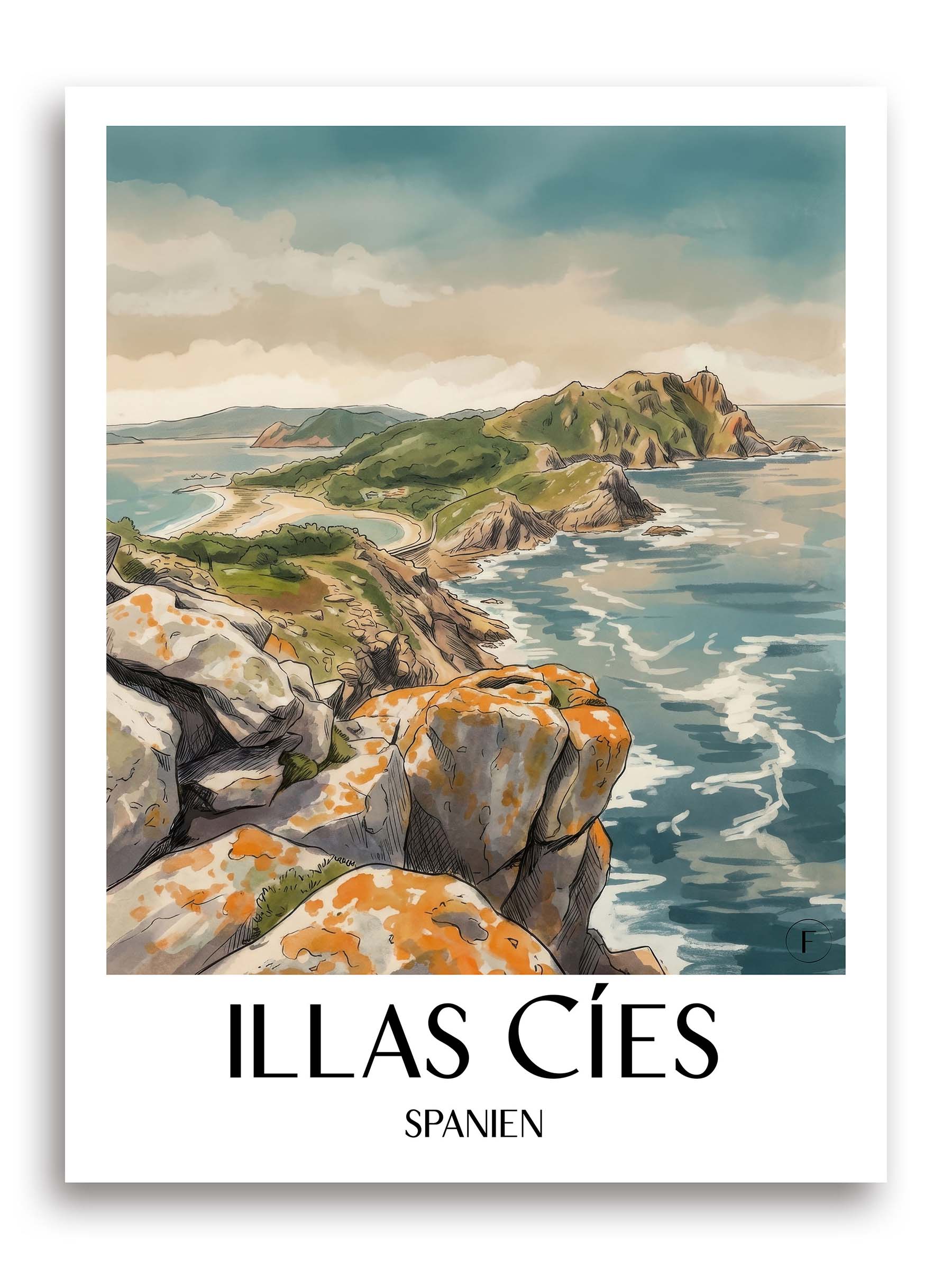 illas-cíes-spanien-spanien-poster-aquarell