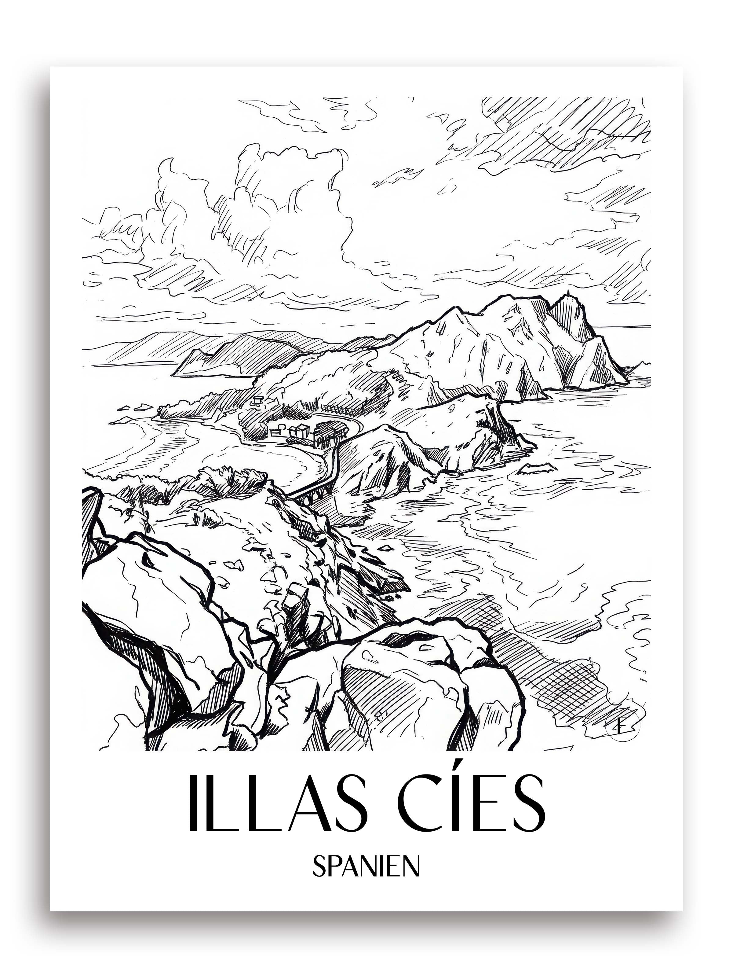 illas-cíes-spanien-spanien-poster-skizze