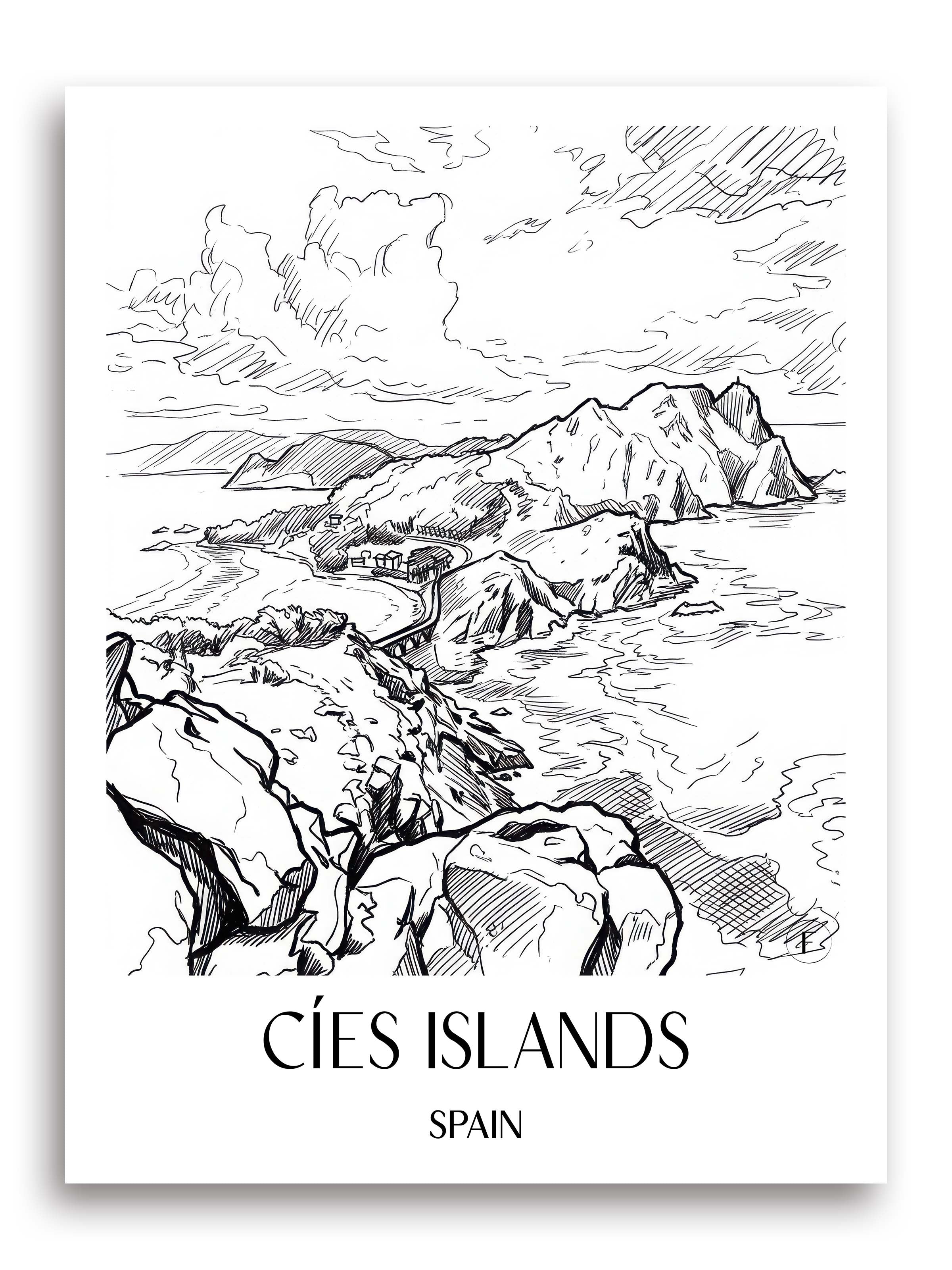 Illas Cíes Poster - Spanien - Spanien Kunstdruck - Skizze von A4 bis A1 - favplace