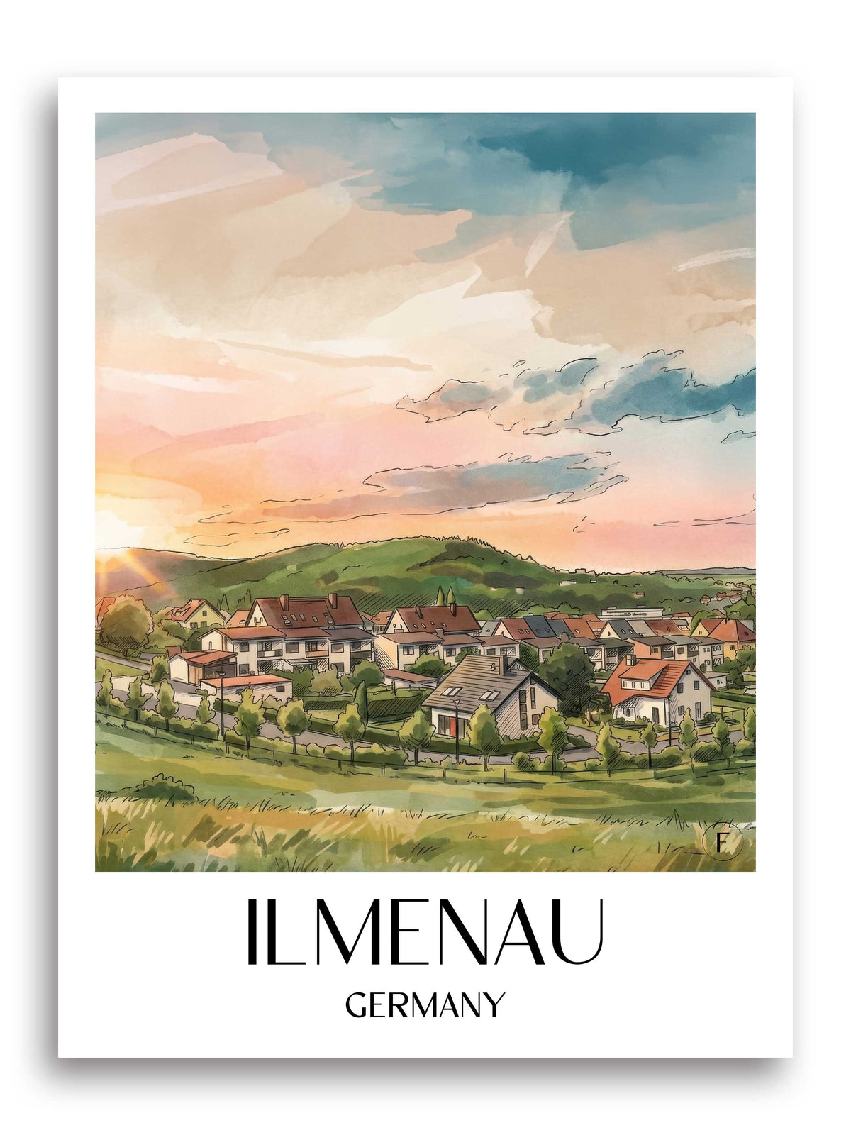 Ilmenau Poster - Thüringer Wald - Deutschland Kunstdruck - Aquarell von A4 bis A1 - favplace