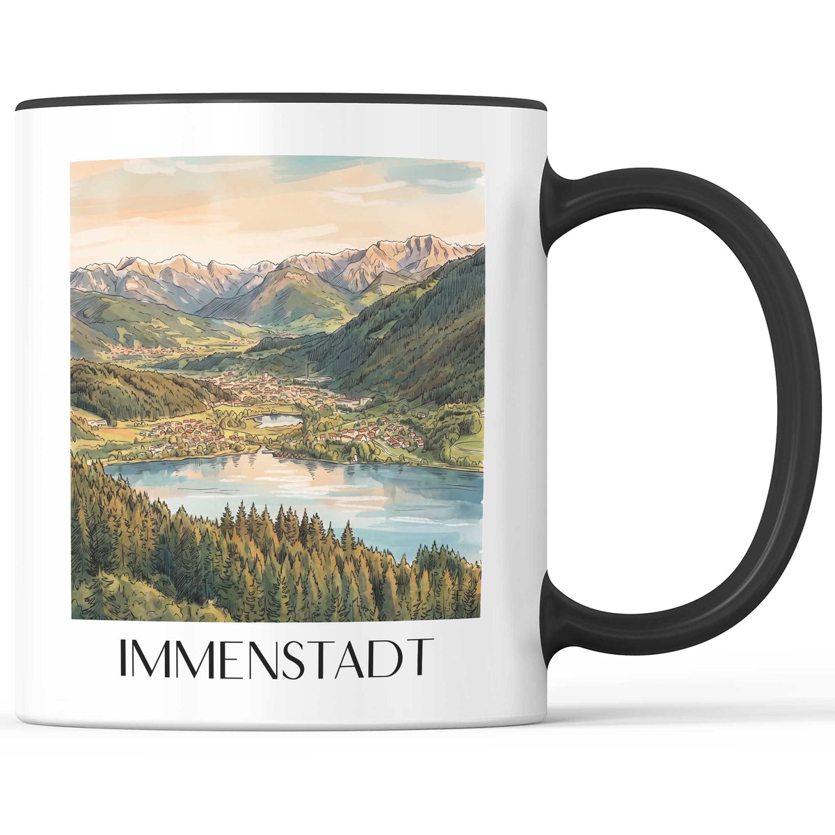 immenstadt-oberallgäu-deutschland-kaffeebecher-aquarell