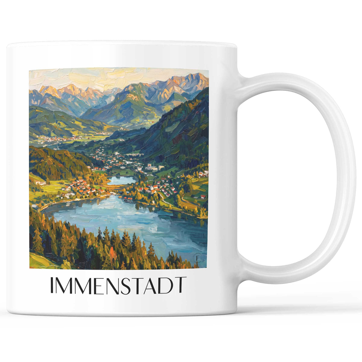 Immenstadt Kaffeebecher - Oberallgäu - Deutschland Becher - Kaffeetasse im Ölgemälde Stil - favplace
