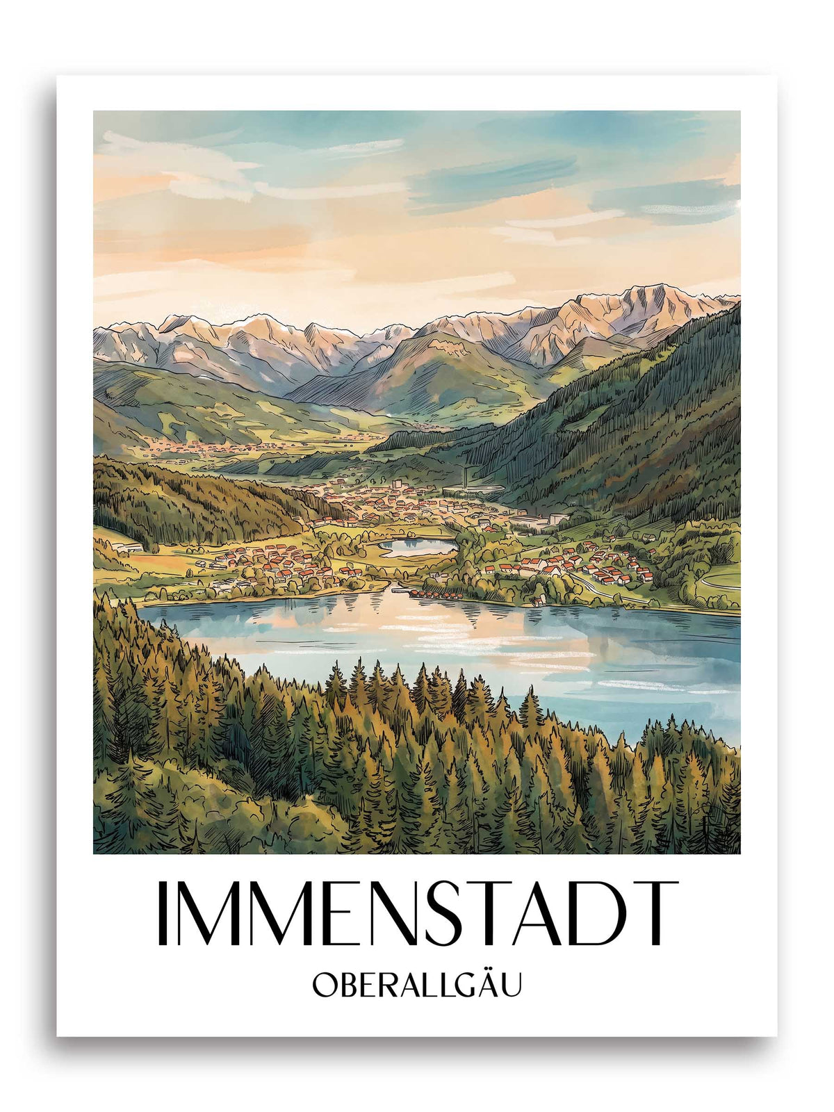 immenstadt-oberallgäu-deutschland-poster-aquarell