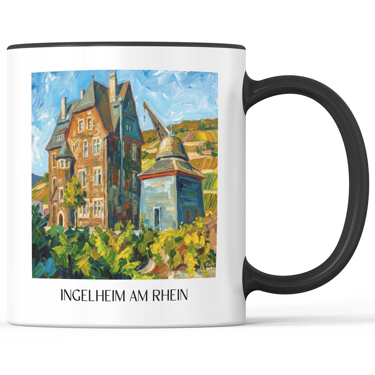 Ingelheim am Rhein Kaffeebecher - Rheinhessen - Deutschland Becher - Kaffeetasse im Ölgemälde Stil - favplace