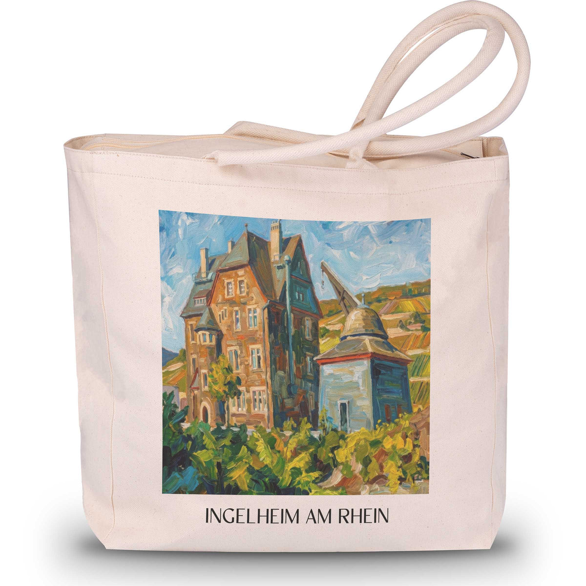 Ingelheim am Rhein Shopping Tasche - Rheinhessen - Deutschland Tote Bag - Einkaufstasche im Ölgemälde Stil - favplace