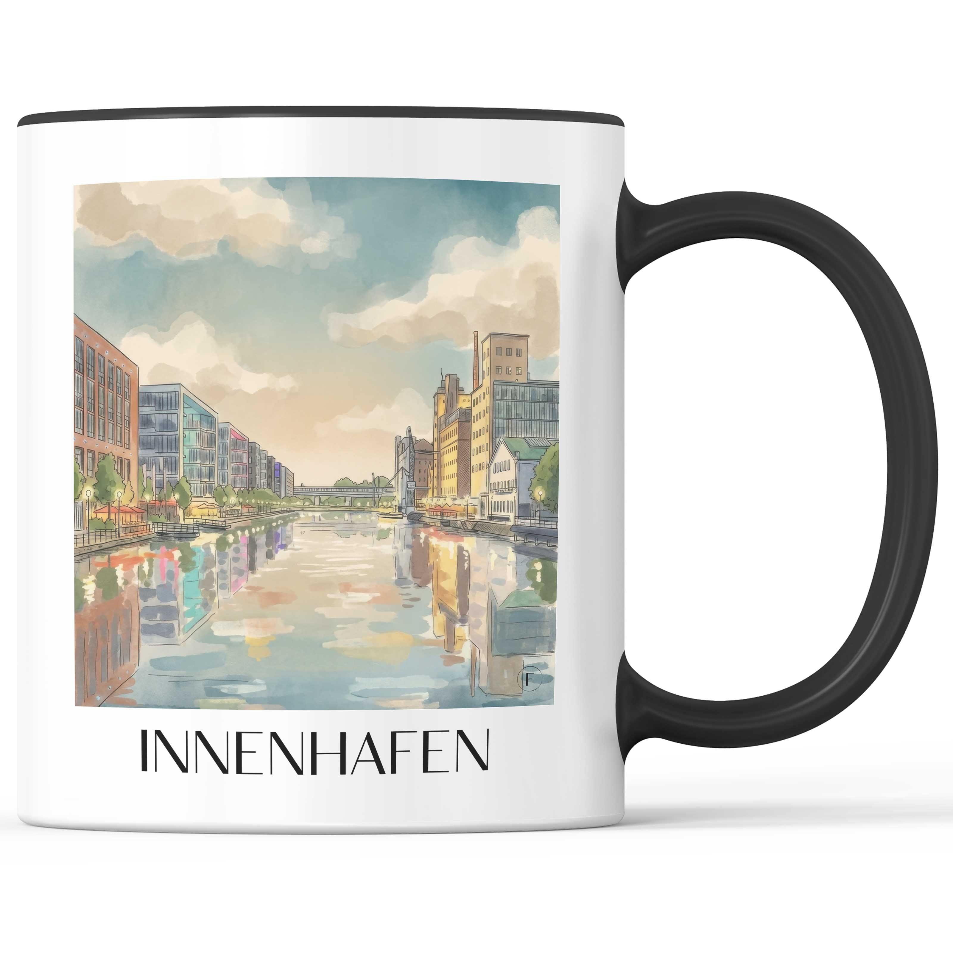 innenhafen-duisburg-deutschland-kaffeebecher-aquarell