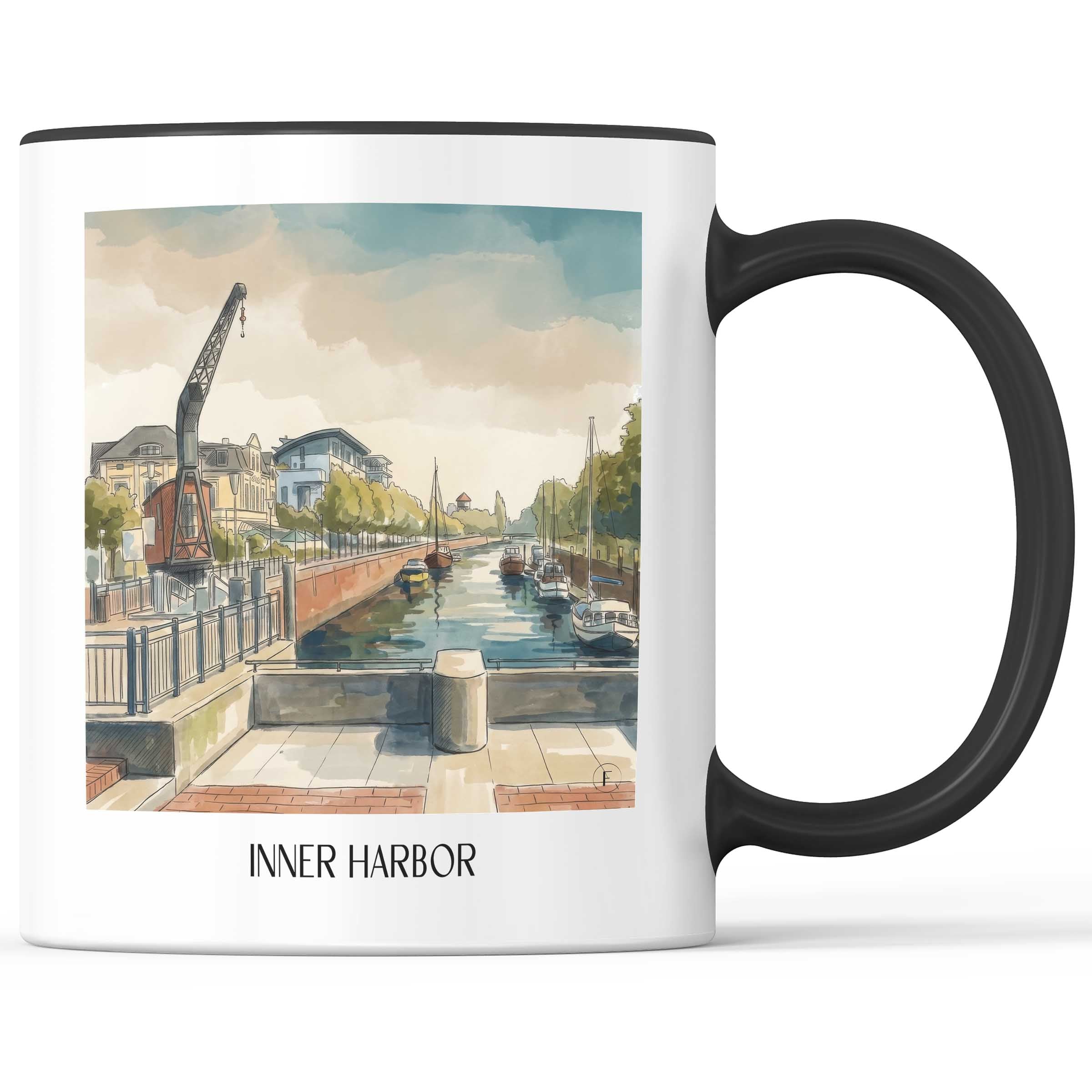 Innenhafen Kaffeebecher - Oldenburg - Deutschland Becher - Kaffeetasse im Aquarell Stil - favplace