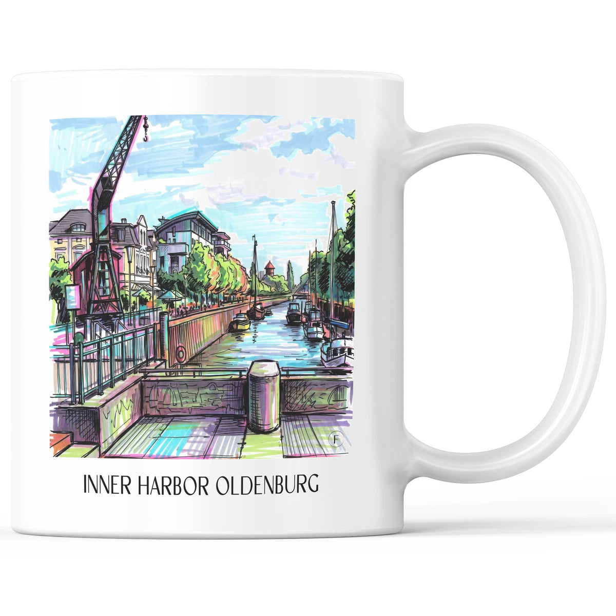 Innenhafen Kaffeebecher - Oldenburg - Deutschland Becher - Kaffeetasse im Tag Graffiti Stil - favplace