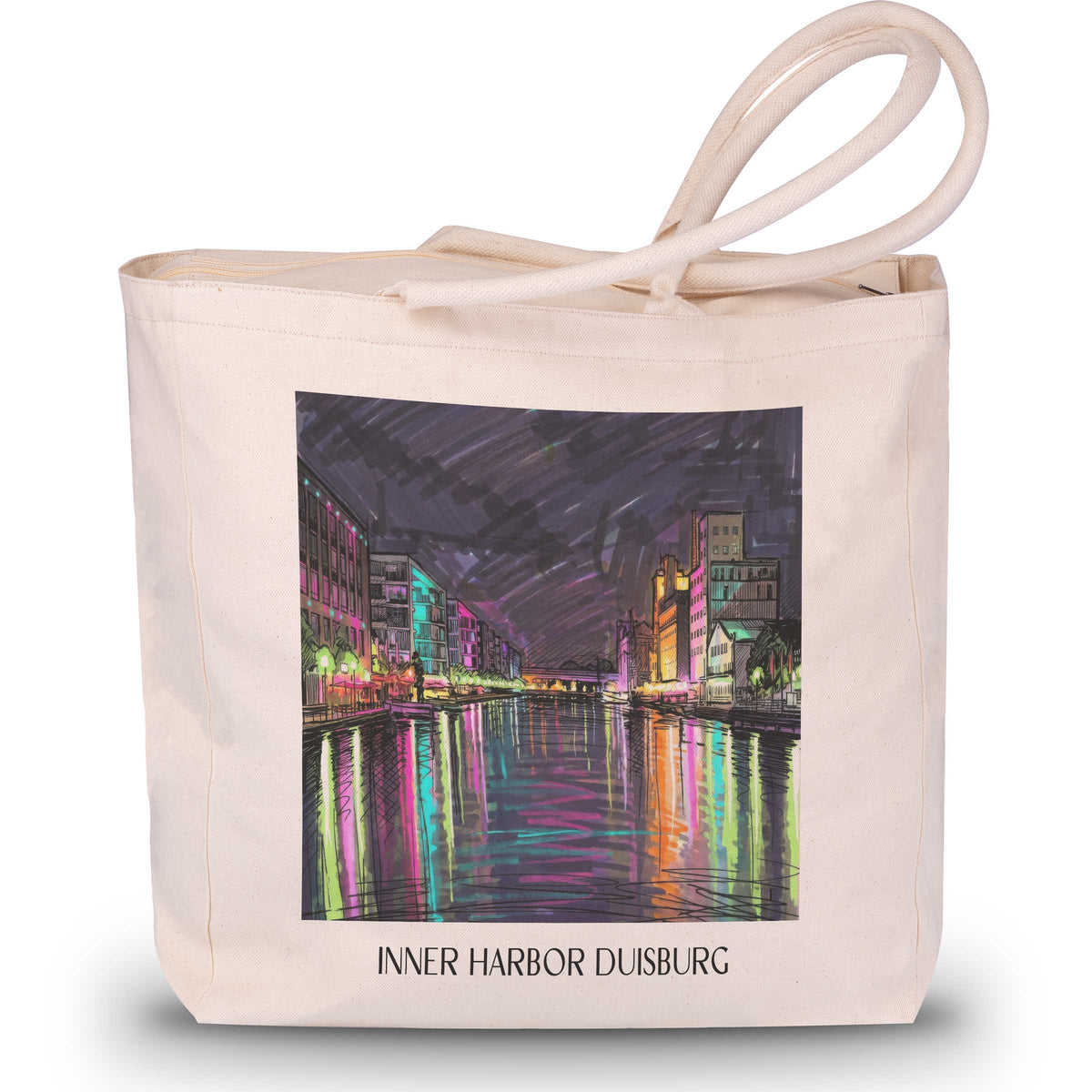 Innenhafen Shopping Tasche - Duisburg - Deutschland Tote Bag - Einkaufstasche im Tag Graffiti Stil - favplace