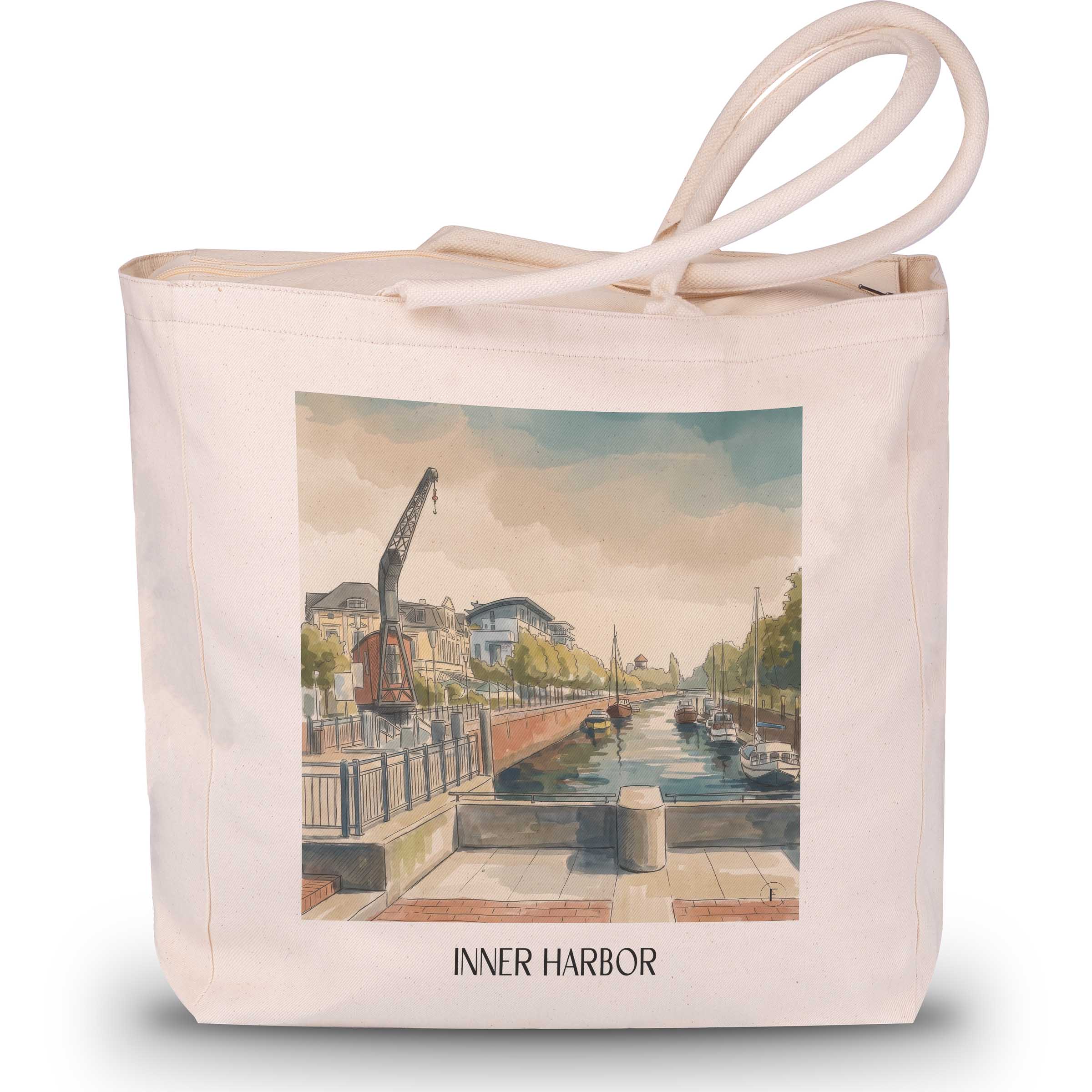 Innenhafen Shopping Tasche - Oldenburg - Deutschland Tote Bag - Einkaufstasche im Aquarell Stil - favplace