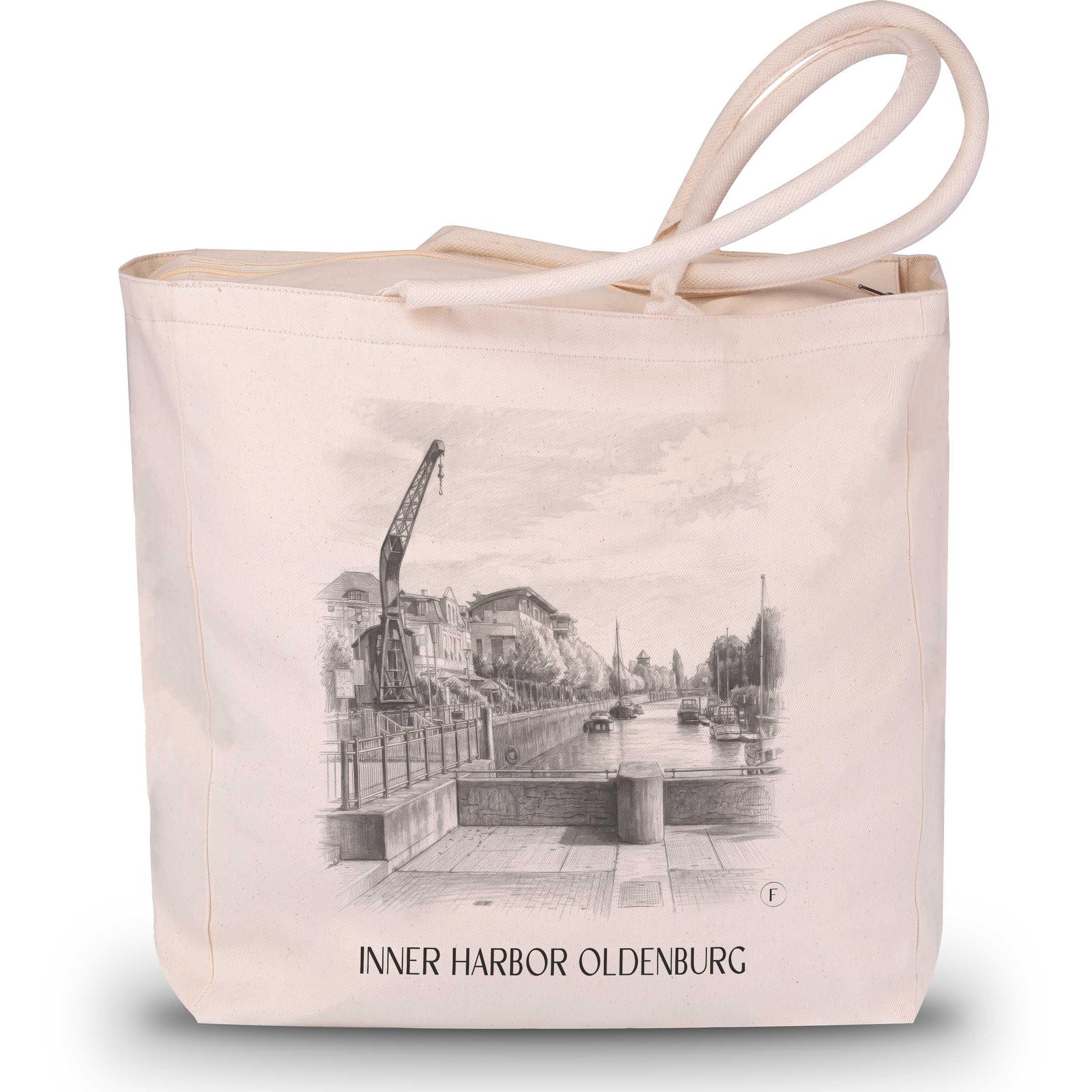 Innenhafen Shopping Tasche - Oldenburg - Deutschland Tote Bag - Einkaufstasche im Zeichnung Stil - favplace