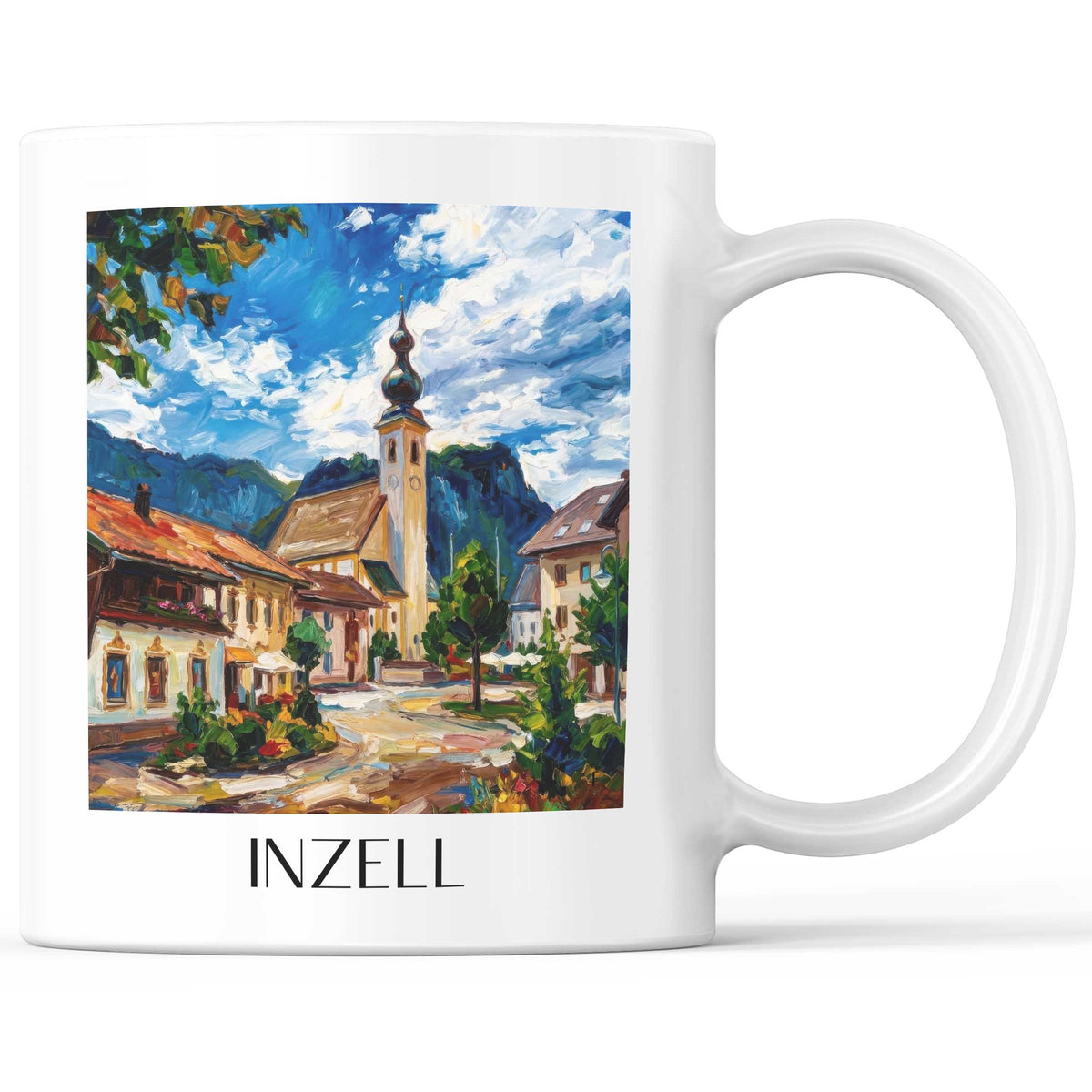 Inzell Kaffeebecher - Chiemgau - Deutschland Becher - Kaffeetasse im Ölgemälde Stil - favplace