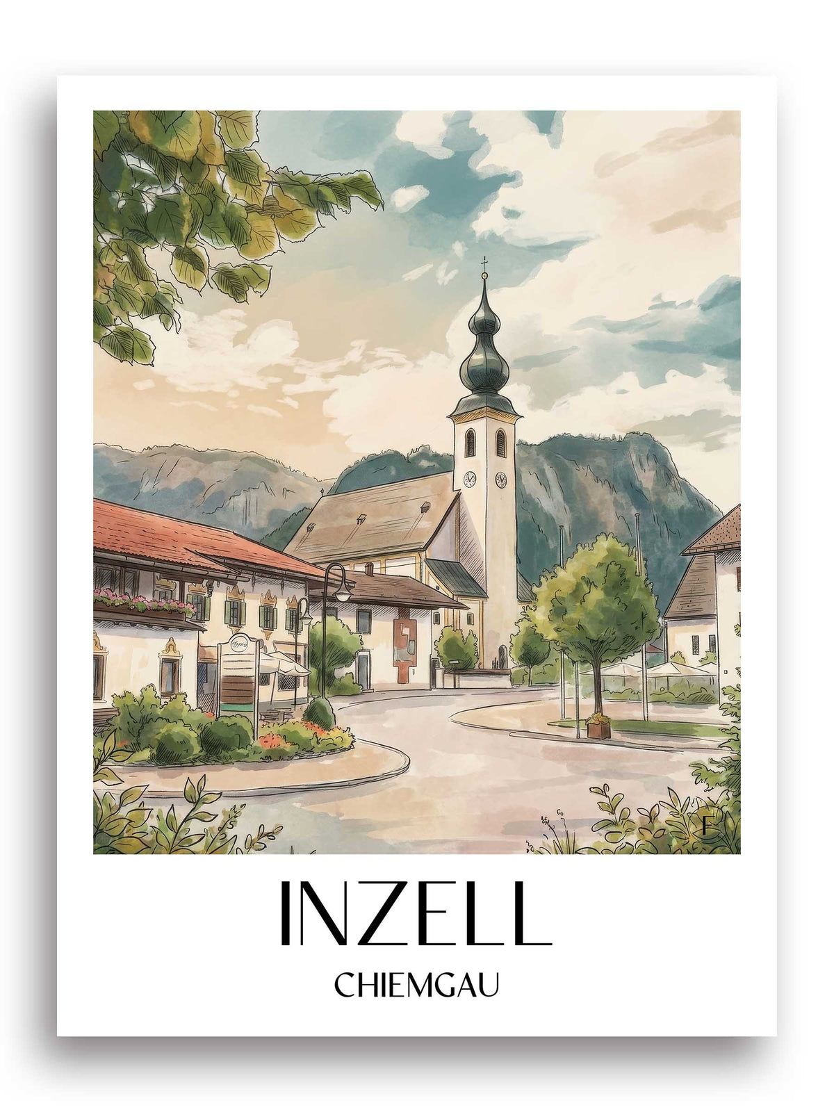 inzell-chiemgau-deutschland-poster-aquarell