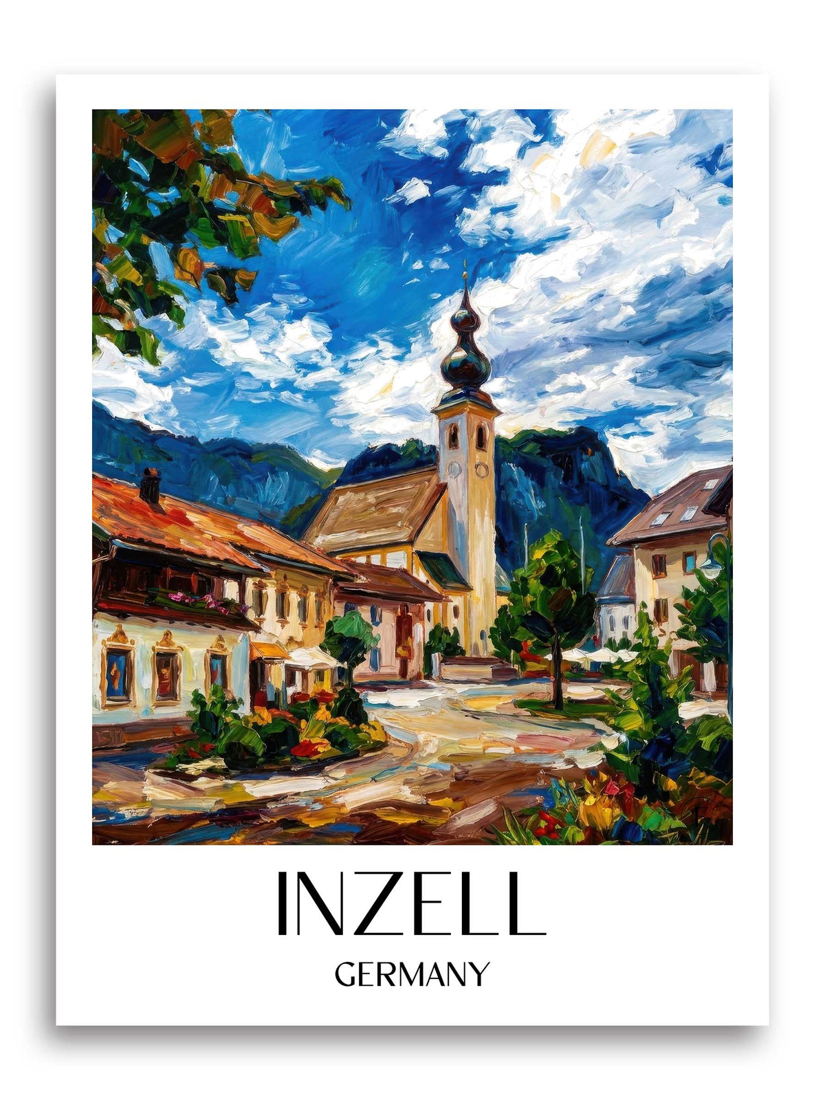 Inzell Poster - Chiemgau - Deutschland Kunstdruck - Ölgemälde von A4 bis A1 - favplace