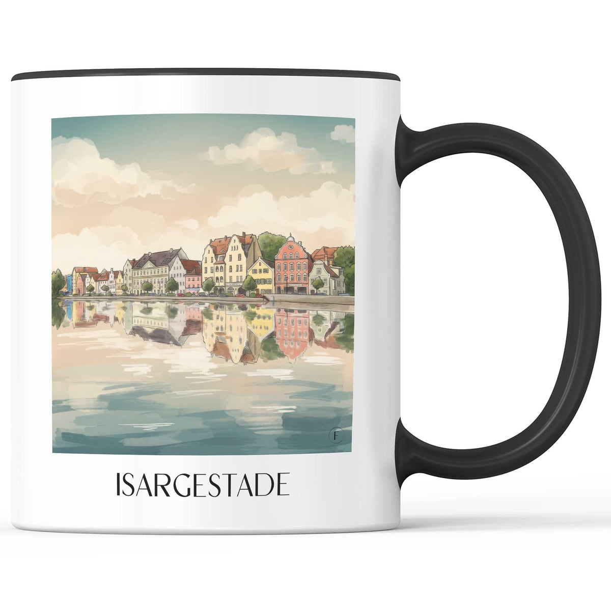 isargestade-landshut-deutschland-kaffeebecher-aquarell