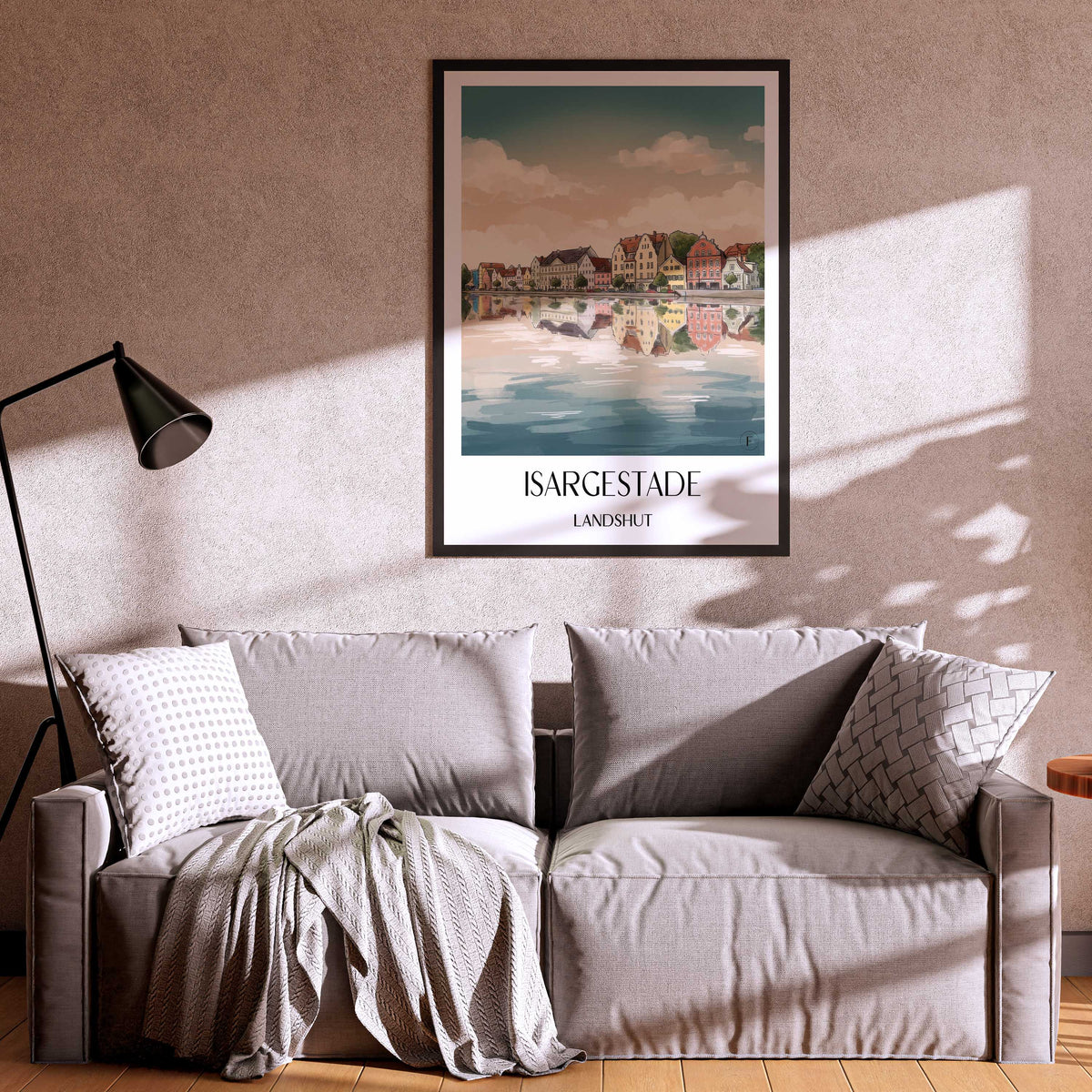 isargestade-landshut-deutschland-poster-aquarell