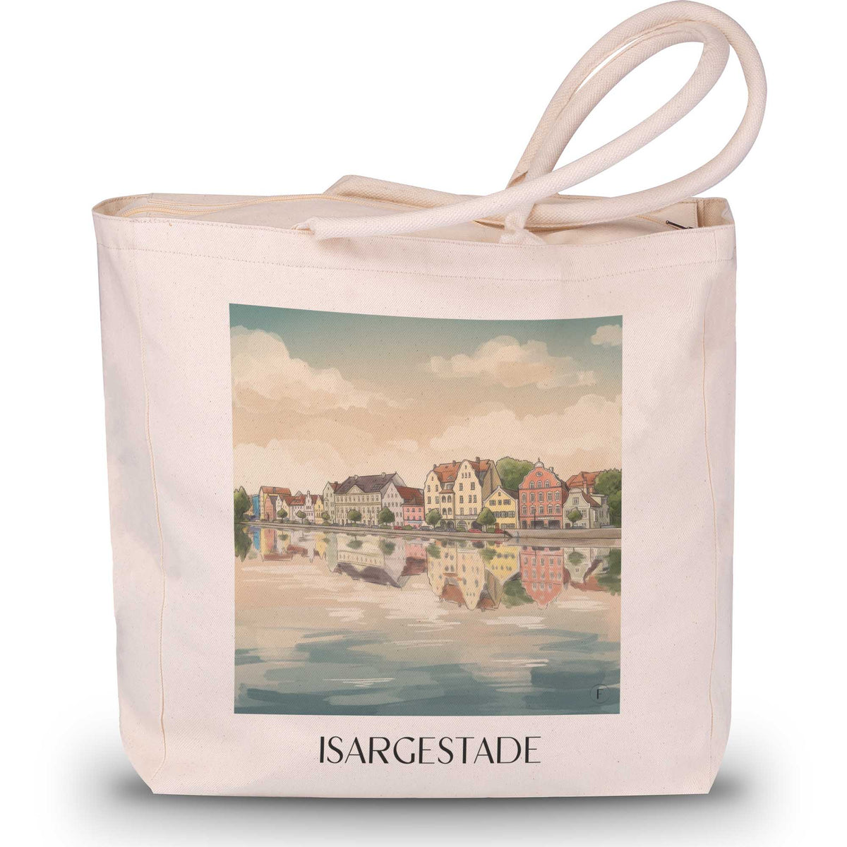 isargestade-landshut-deutschland-einkaufstasche-aquarell