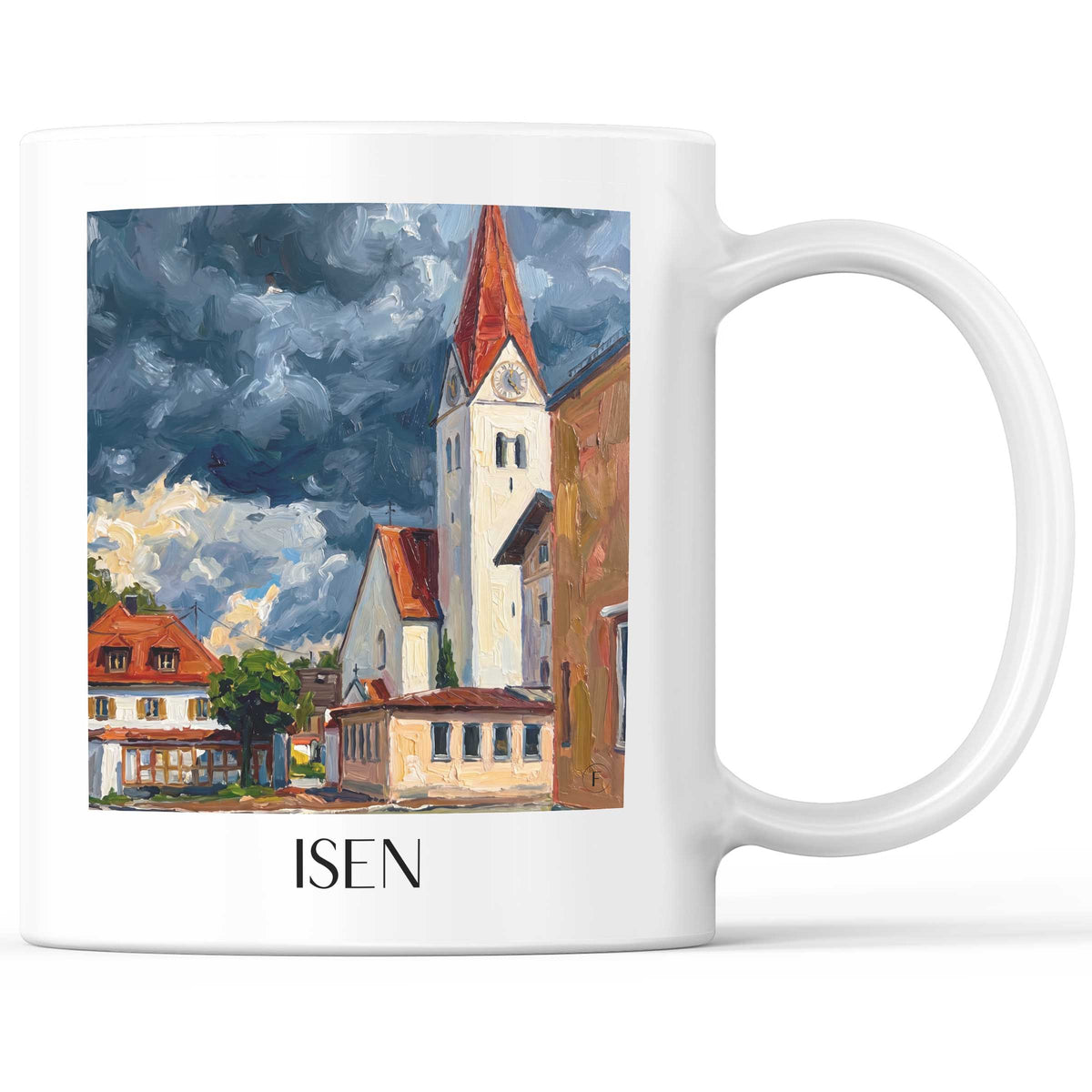 Isen Kaffeebecher - Oberbayern - Deutschland Becher - Kaffeetasse im Ölgemälde Stil - favplace