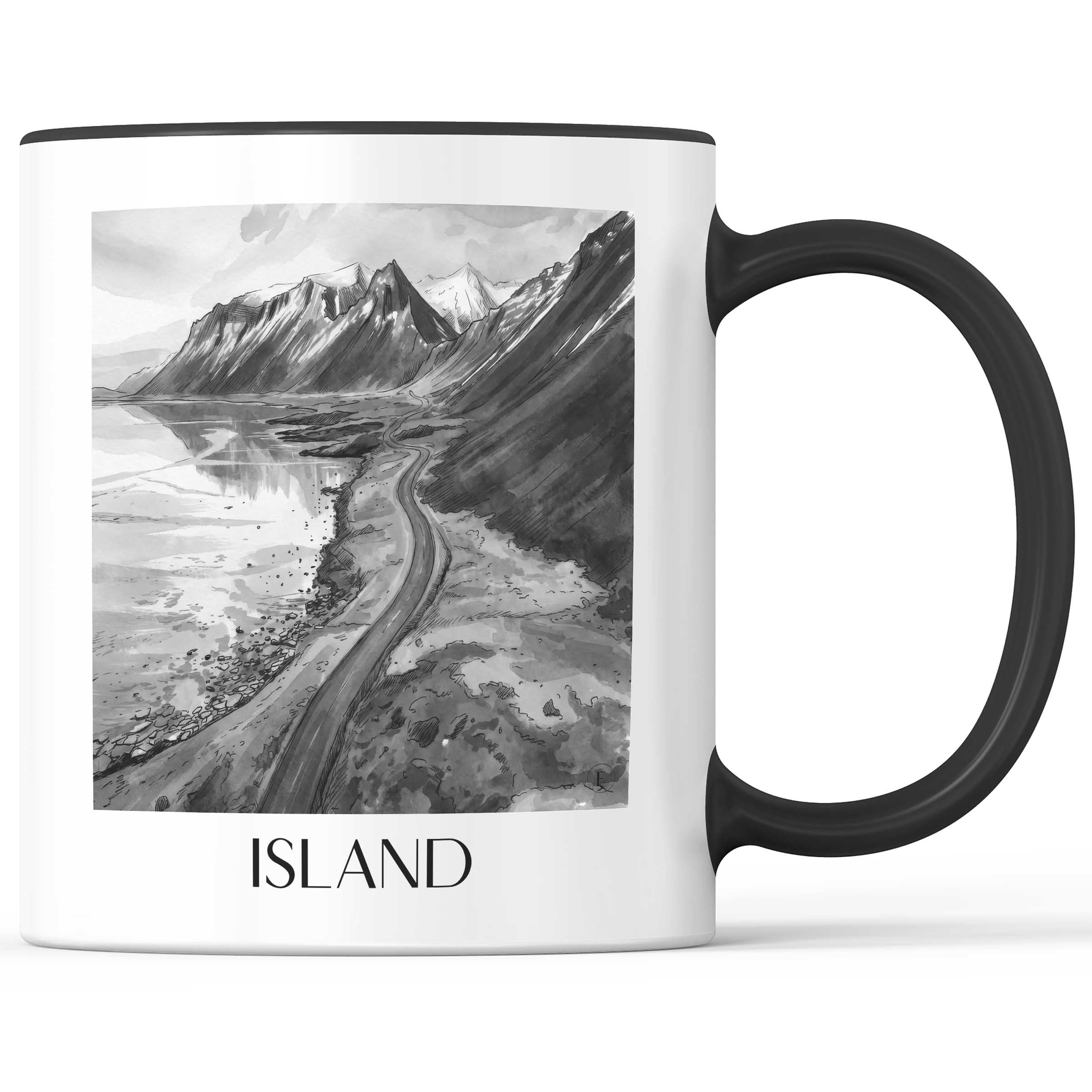 island-island-kaffeebecher-aquarell-schwarz-weiss