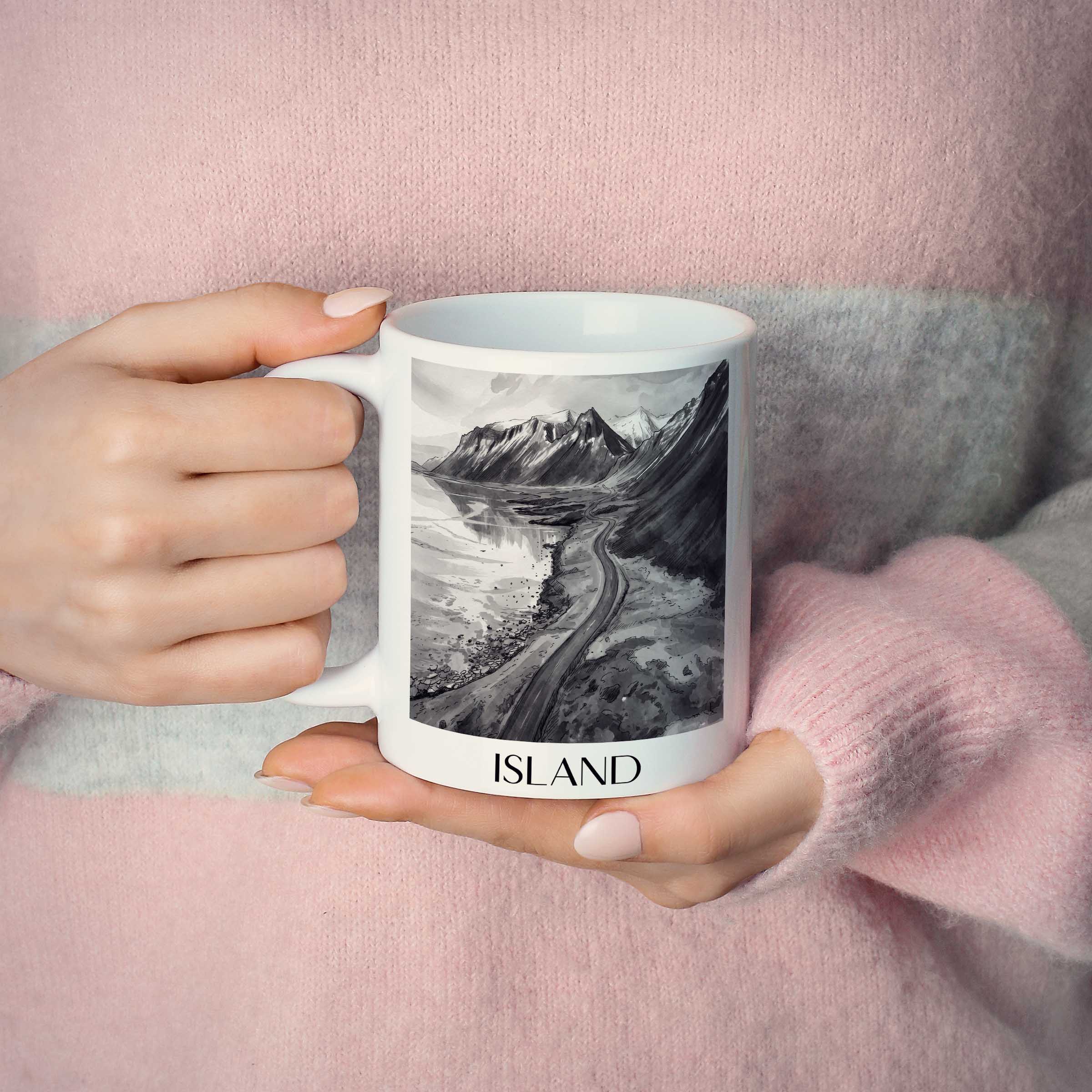 island-island-kaffeebecher-aquarell-schwarz-weiss