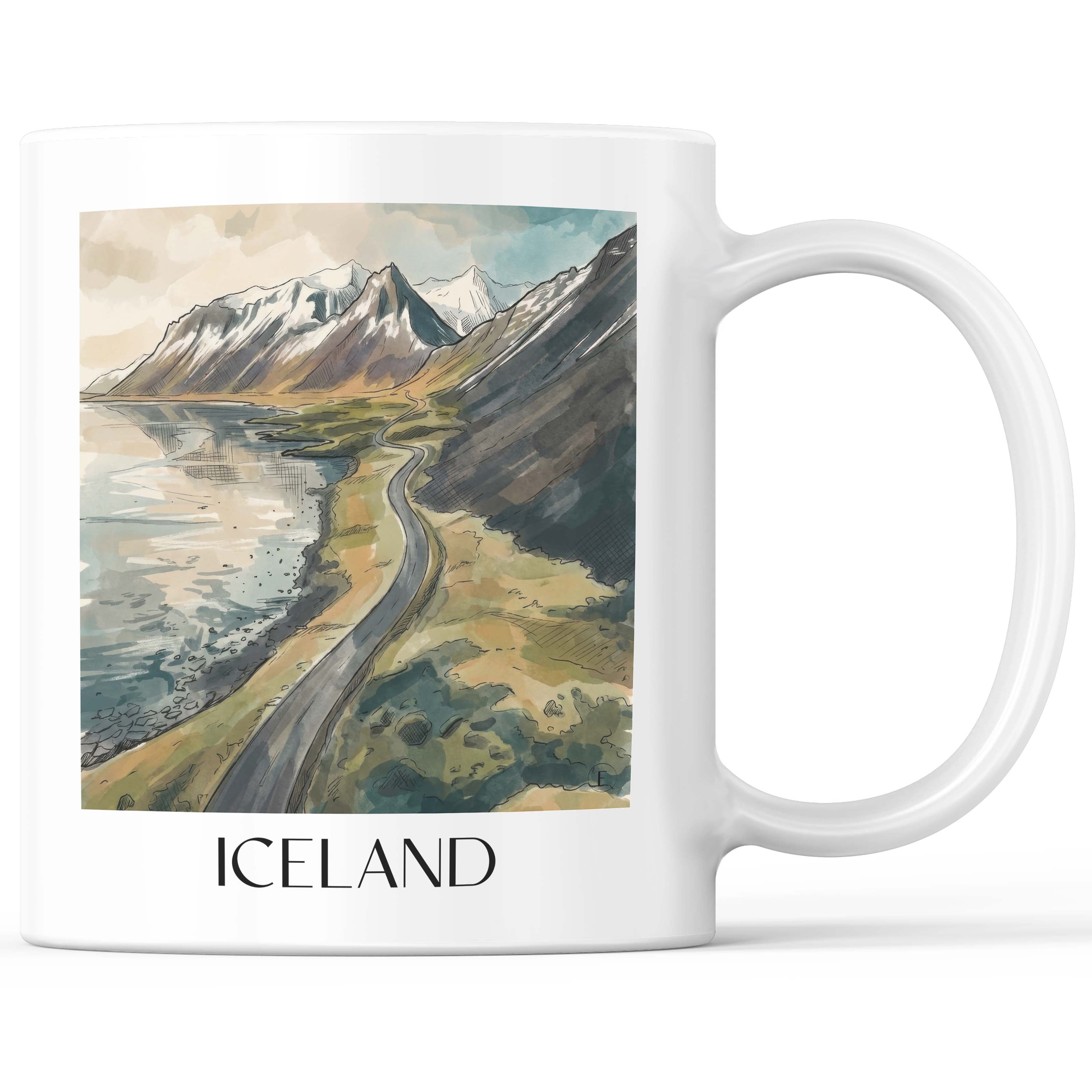 Island - Island Becher - Kaffeetasse im Aquarell Stil - favplace