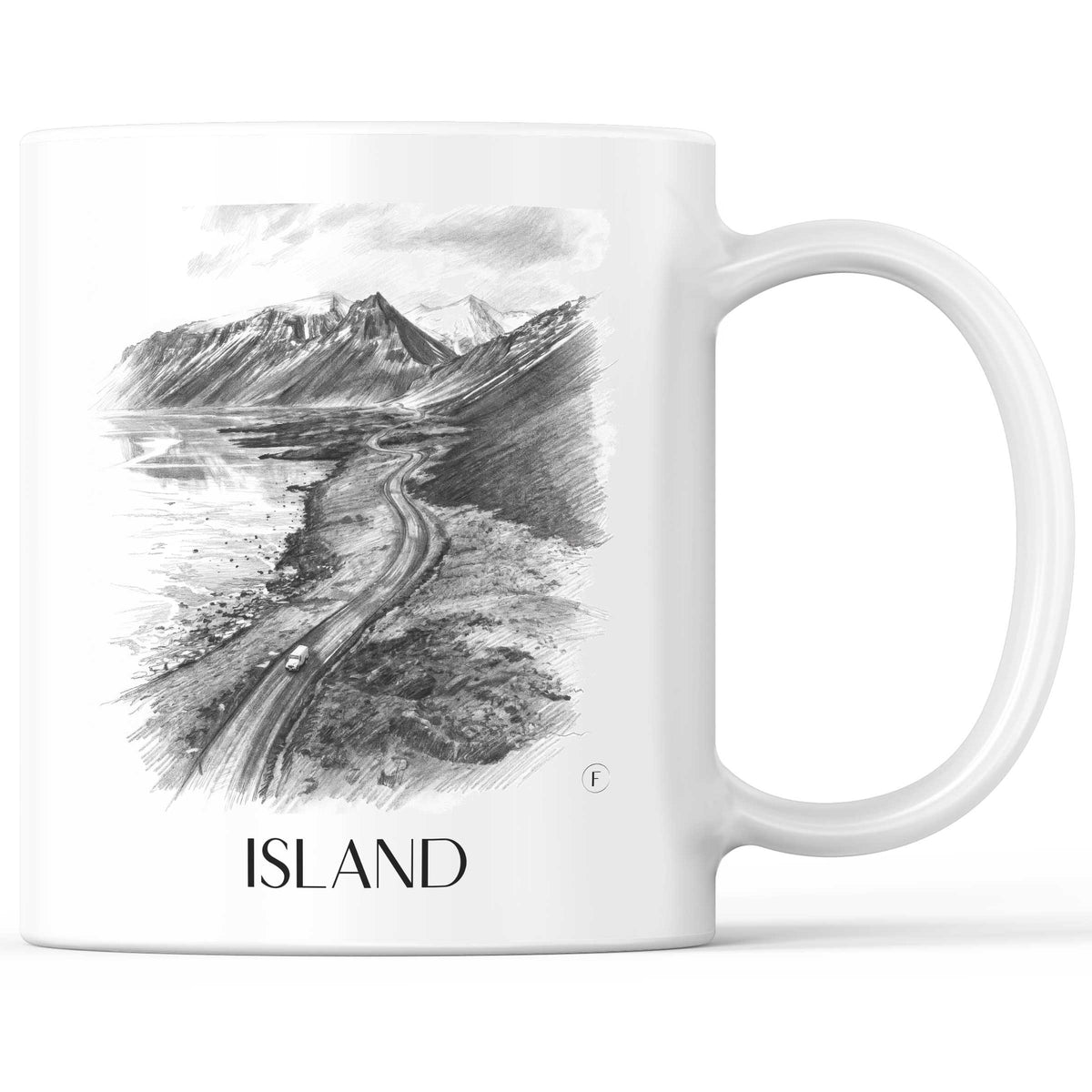 Island - Island Becher - Kaffeetasse im Zeichnung Stil - favplace