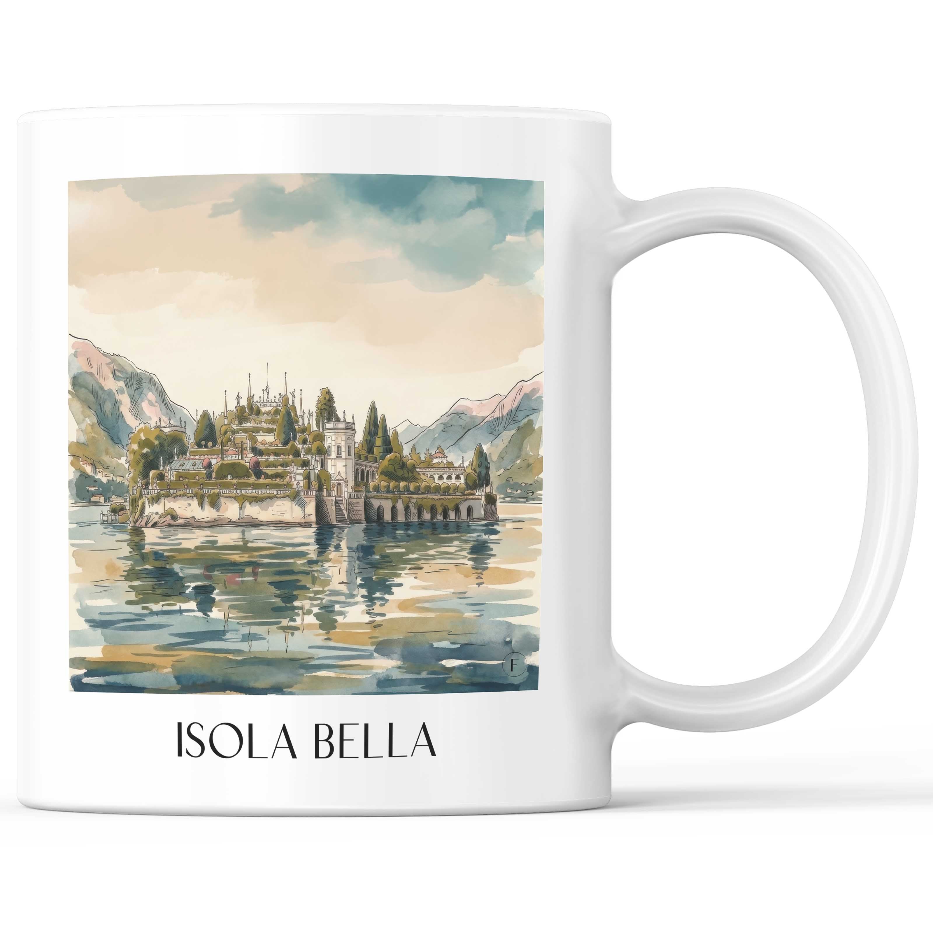 Isola Bella Kaffeebecher - Lago Maggiore - Italien Becher - Kaffeetasse im Aquarell Stil - favplace