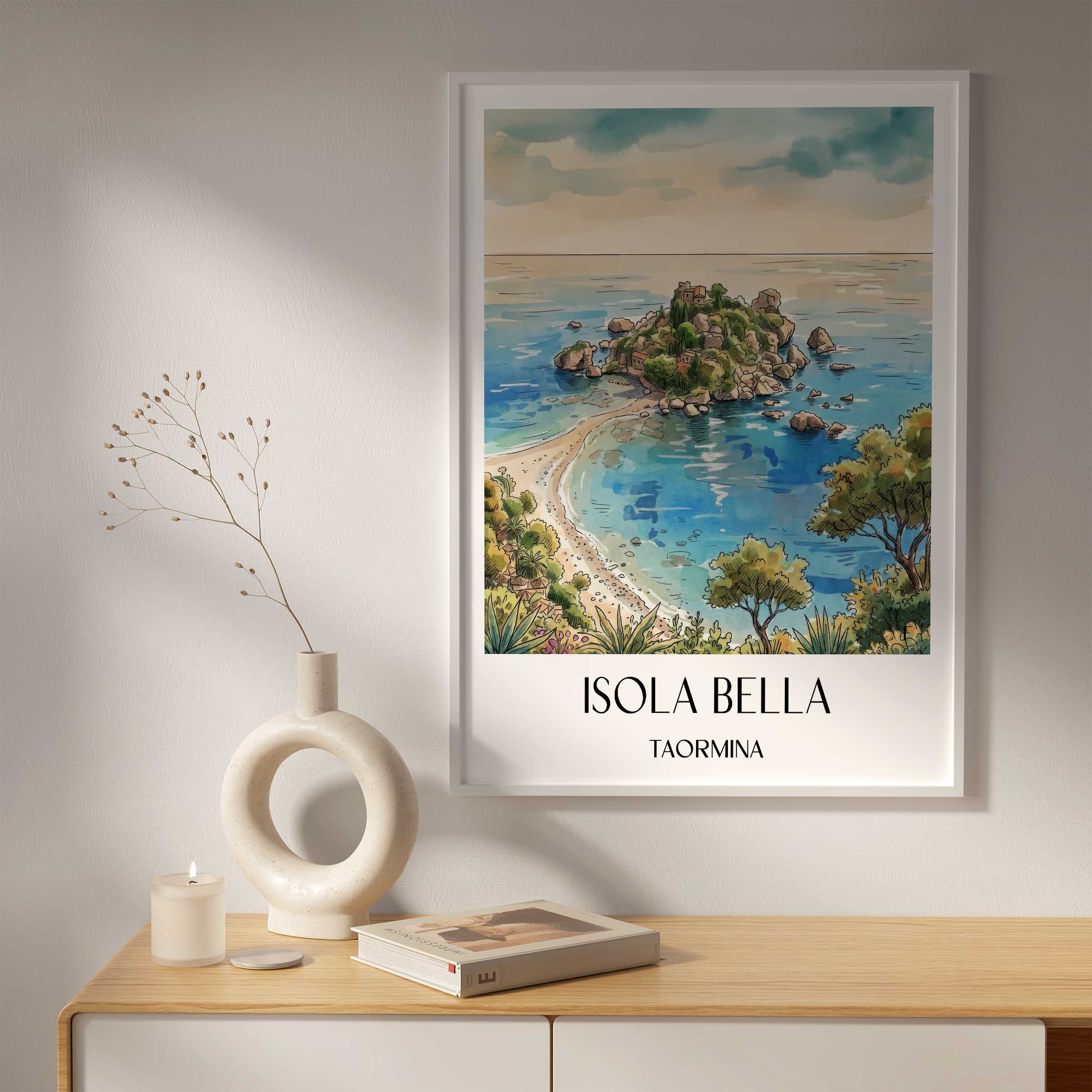 isola-bella-taormina-italien-poster-aquarell