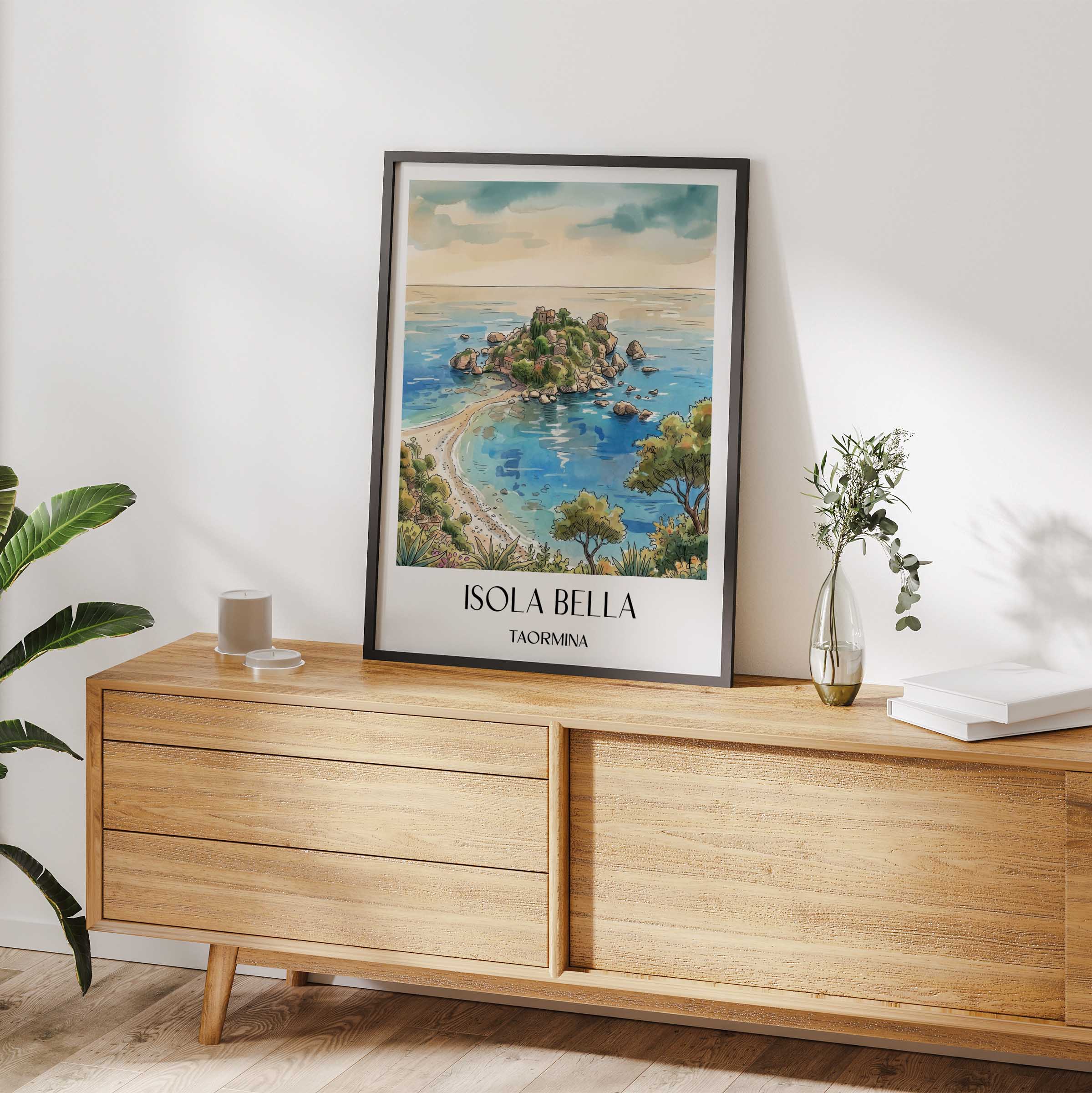 isola-bella-taormina-italien-poster-aquarell