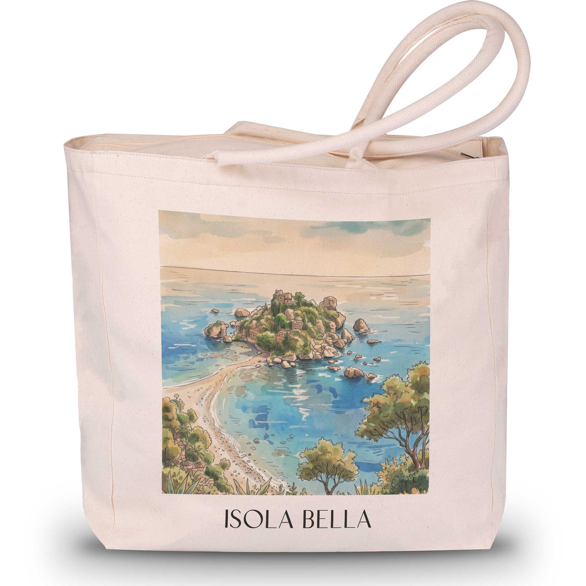 Isola Bella Shopping Tasche - Taormina - Italien Tote Bag - Einkaufstasche im Aquarell Stil - favplace