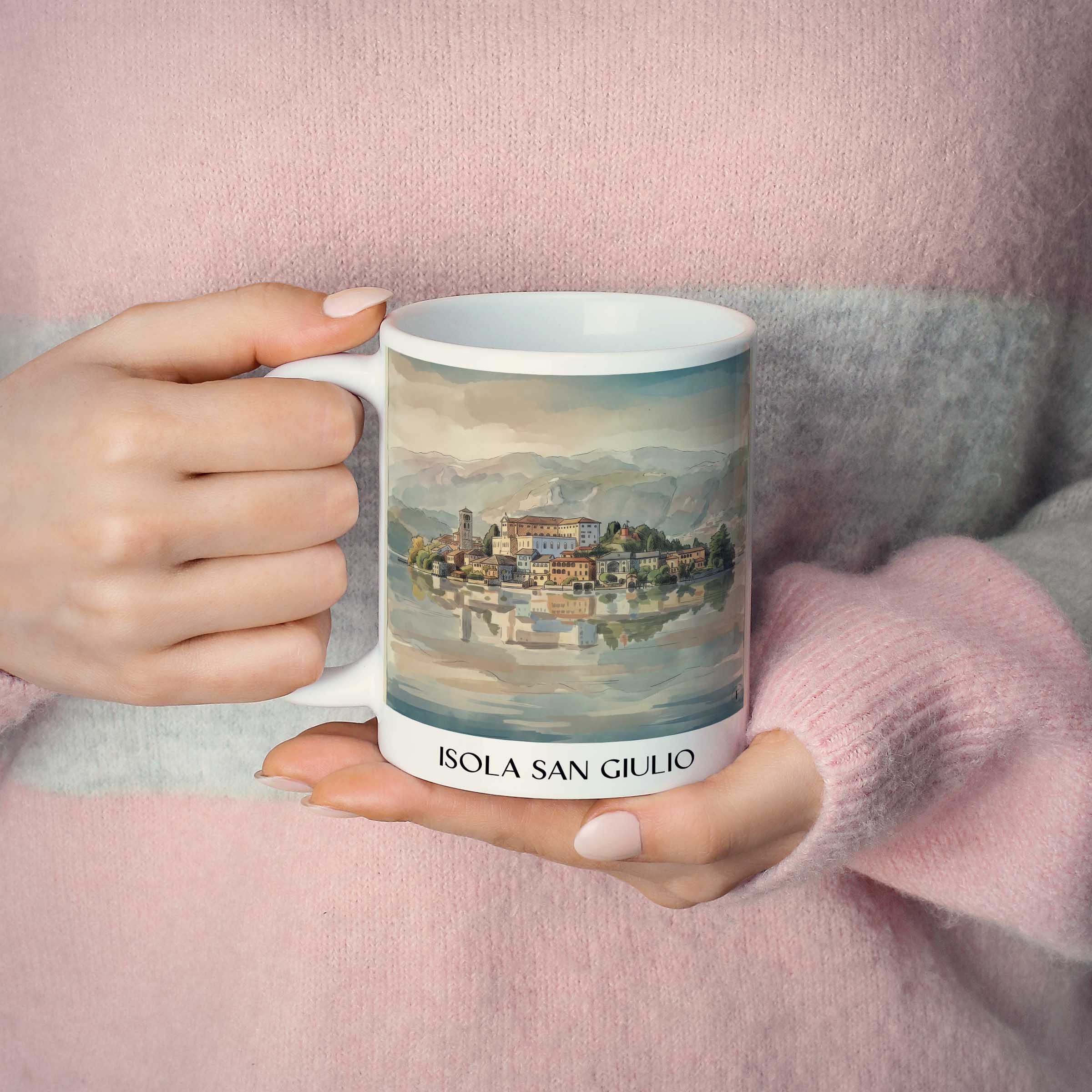 isola-san-giulio-lago-d´orta-italien-kaffeebecher-aquarell