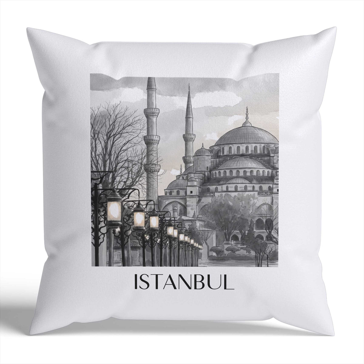 istanbul-türkei-türkei-kissenbezug-aquarell-schwarz-weiss