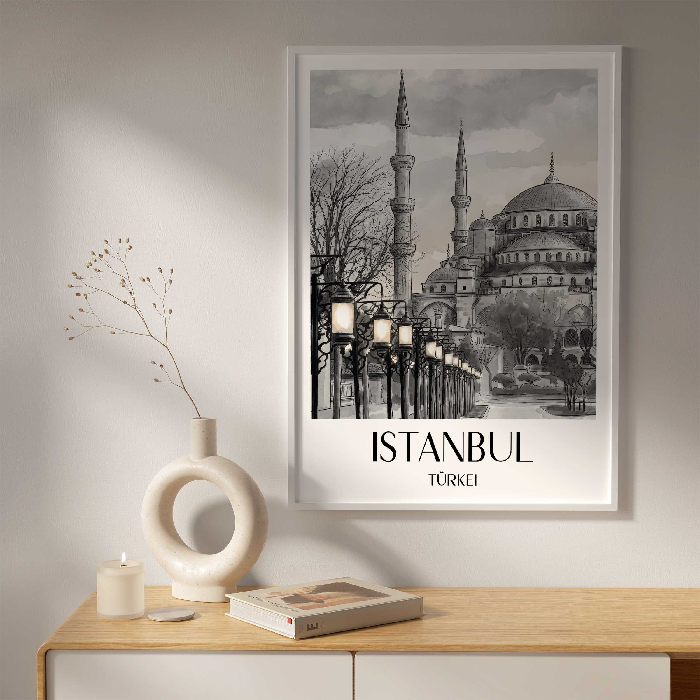 istanbul-türkei-poster-aquarell-schwarz-weiss
