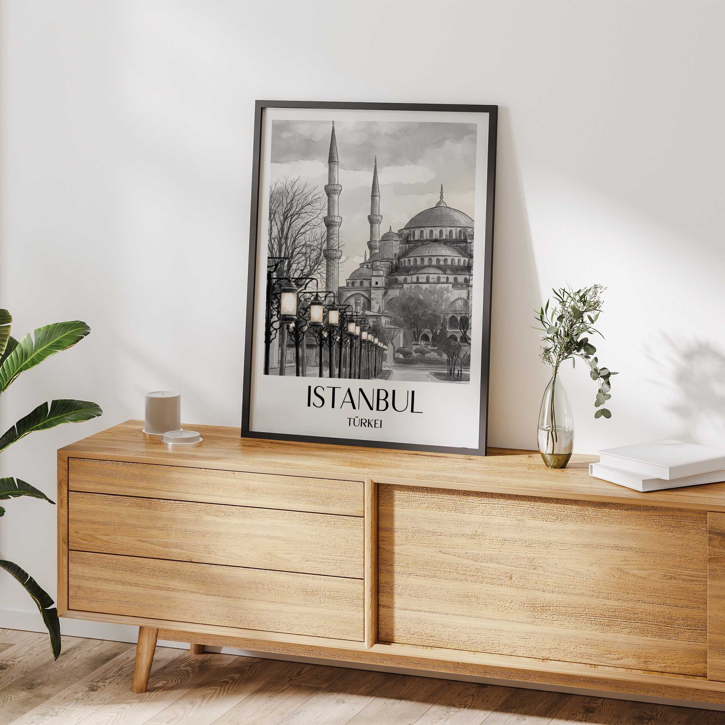 istanbul-türkei-poster-aquarell-schwarz-weiss