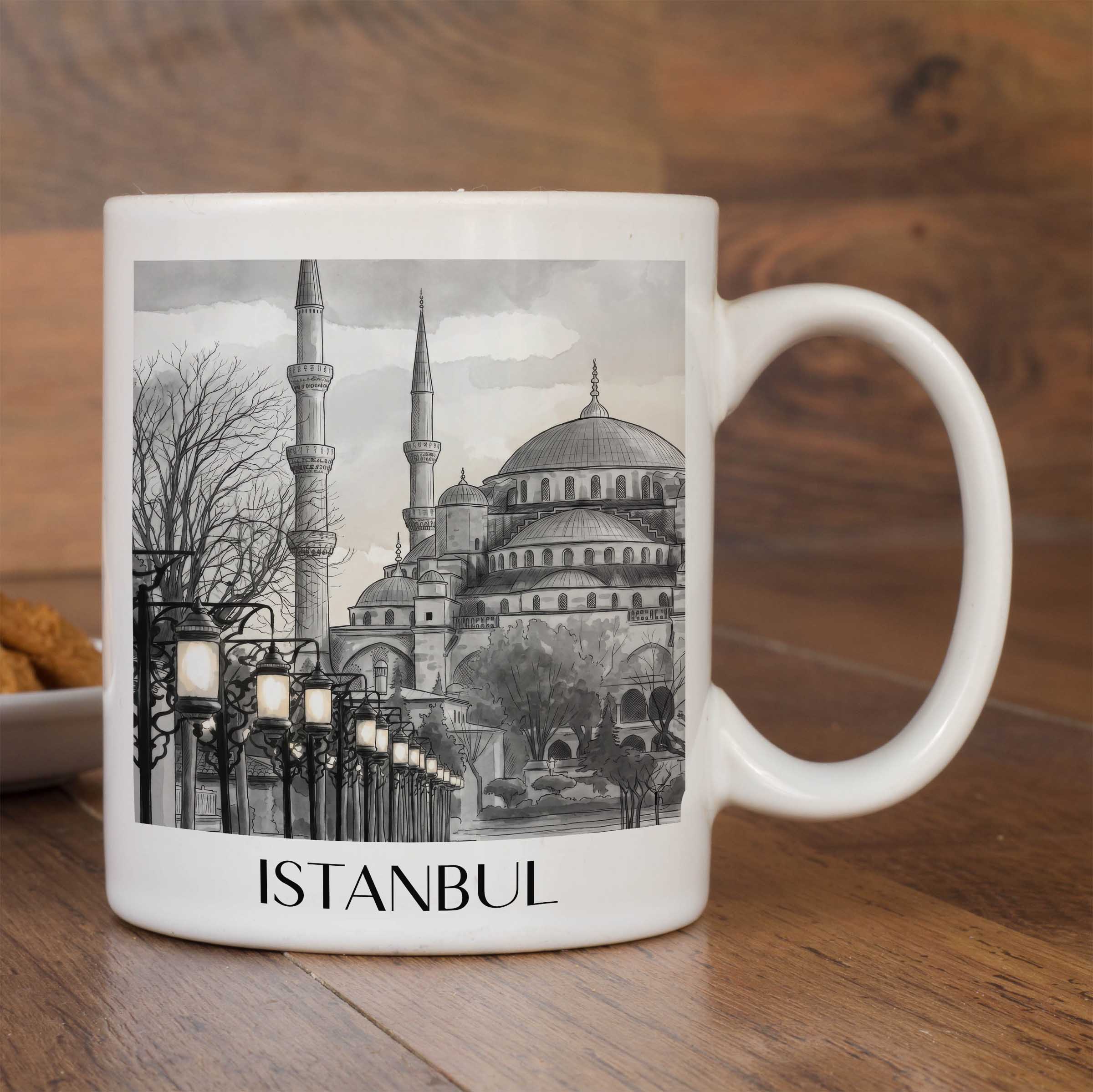 istanbul-türkei-kaffeebecher-aquarell-schwarz-weiss