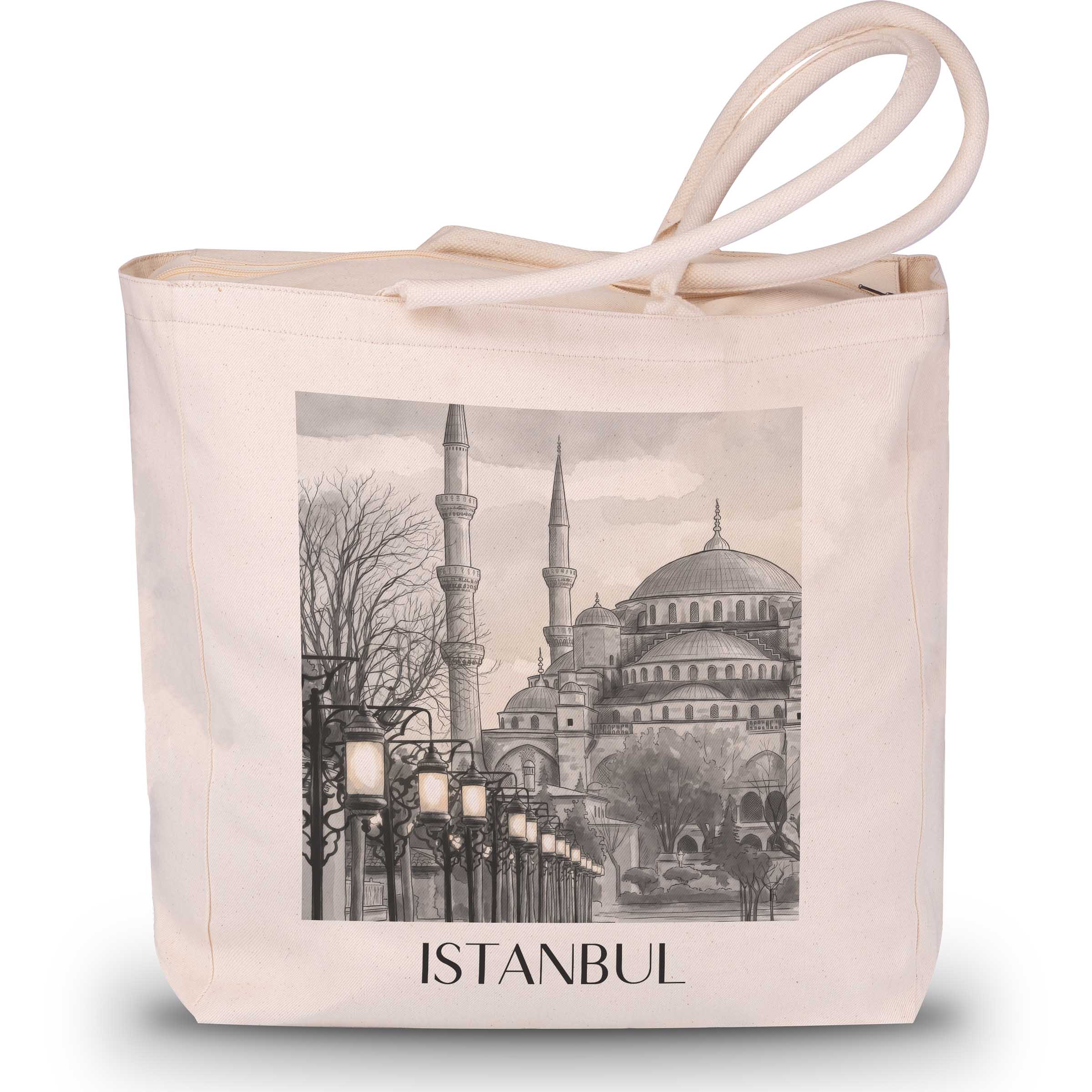 istanbul-türkei-einkaufstasche-aquarell-schwarz-weiss